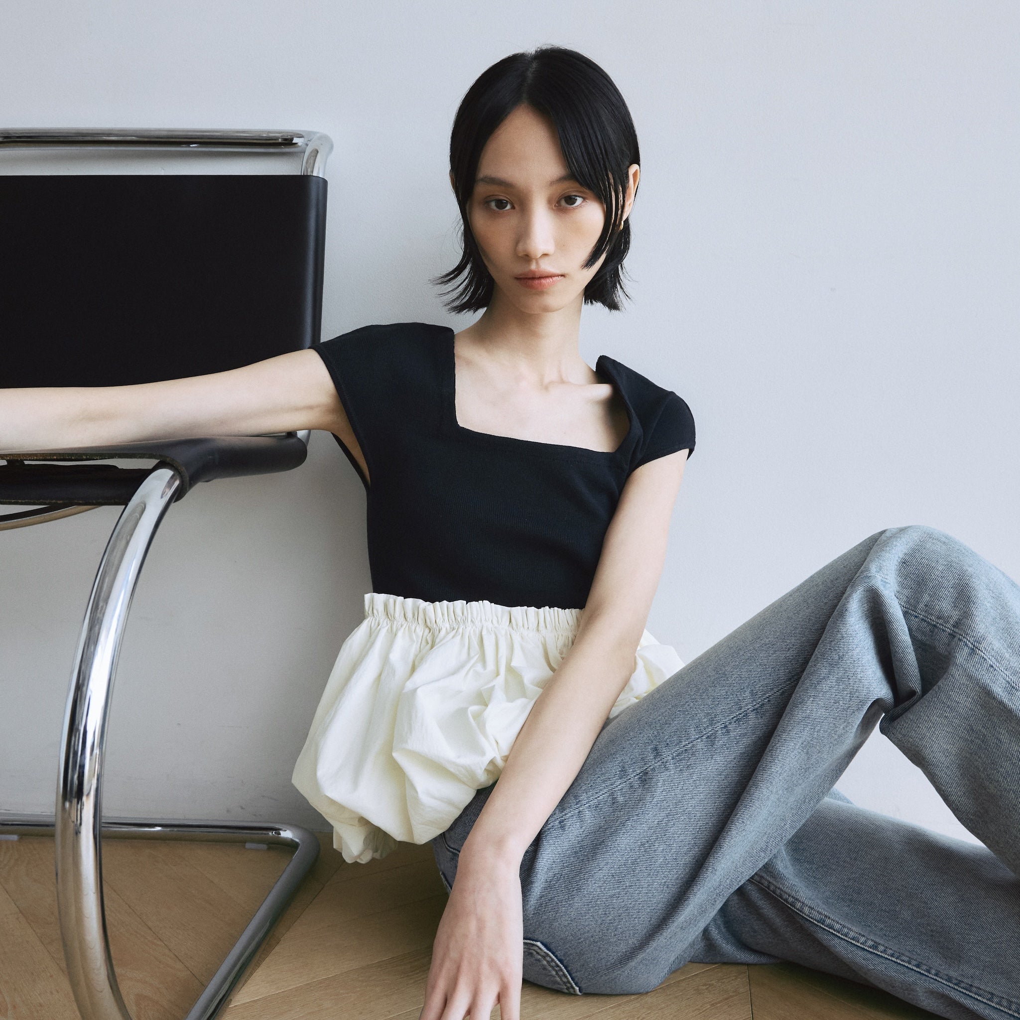 French Sleeve Knit Docking Top