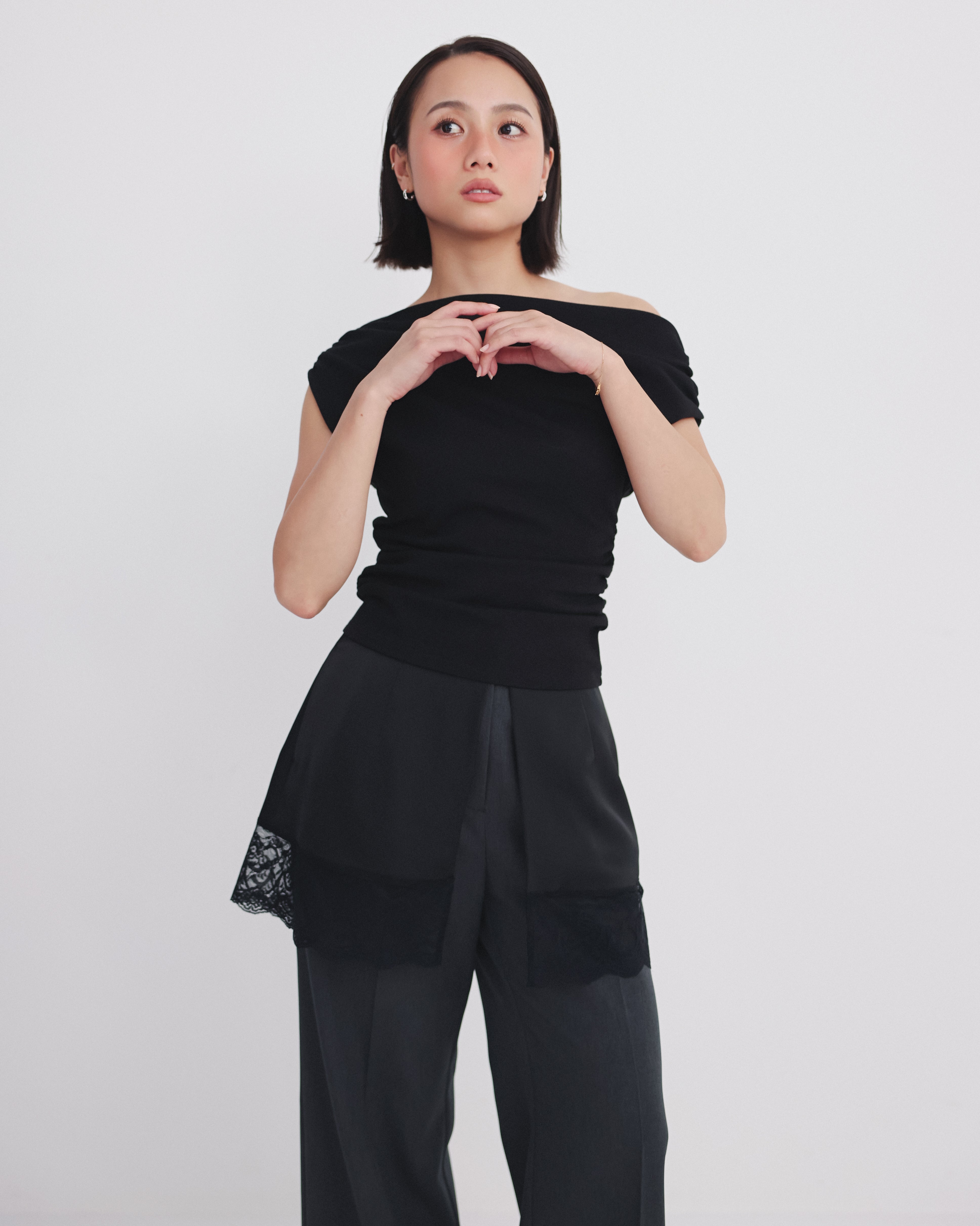 collab Asymmetry Drape Top