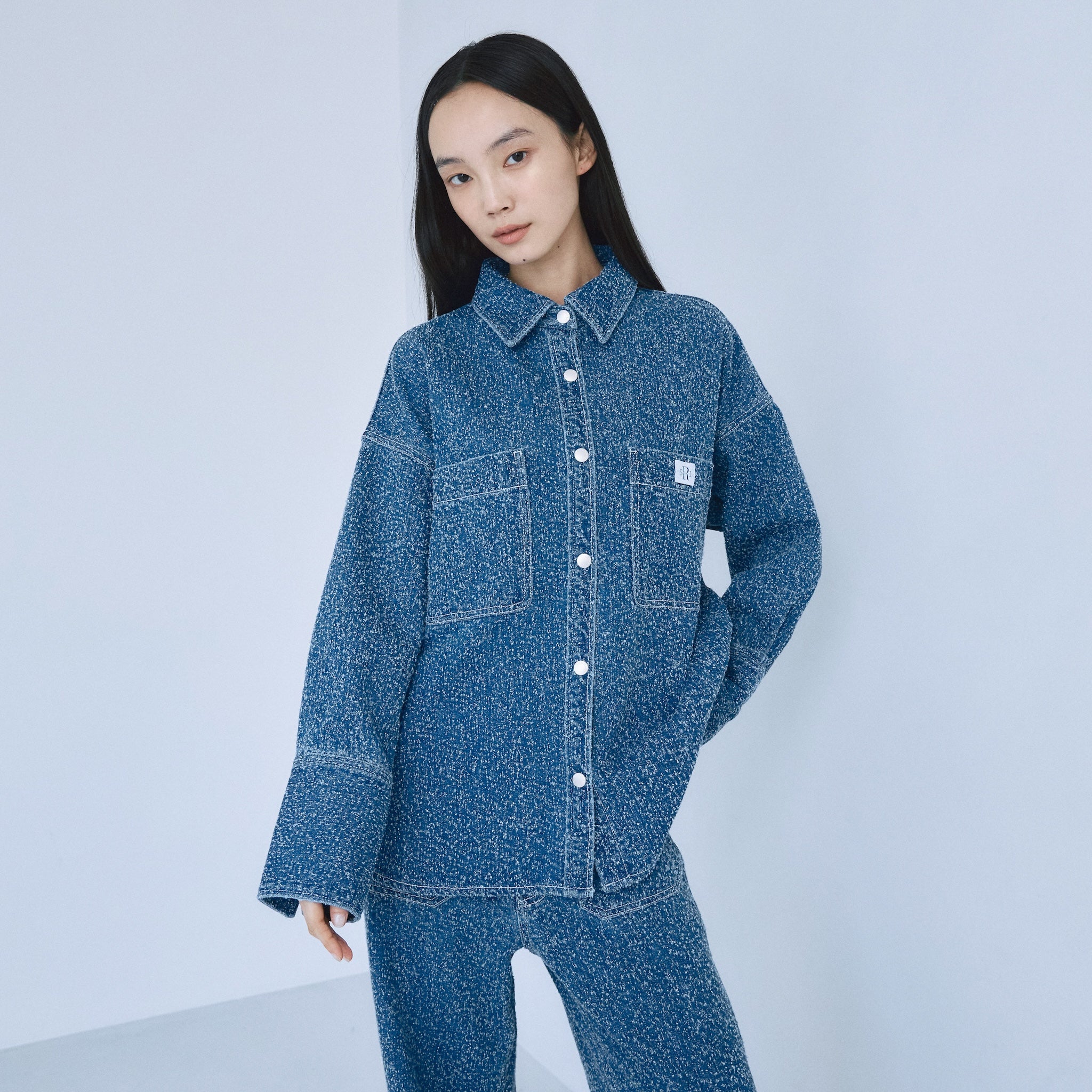 Needle punch material shirt jacket