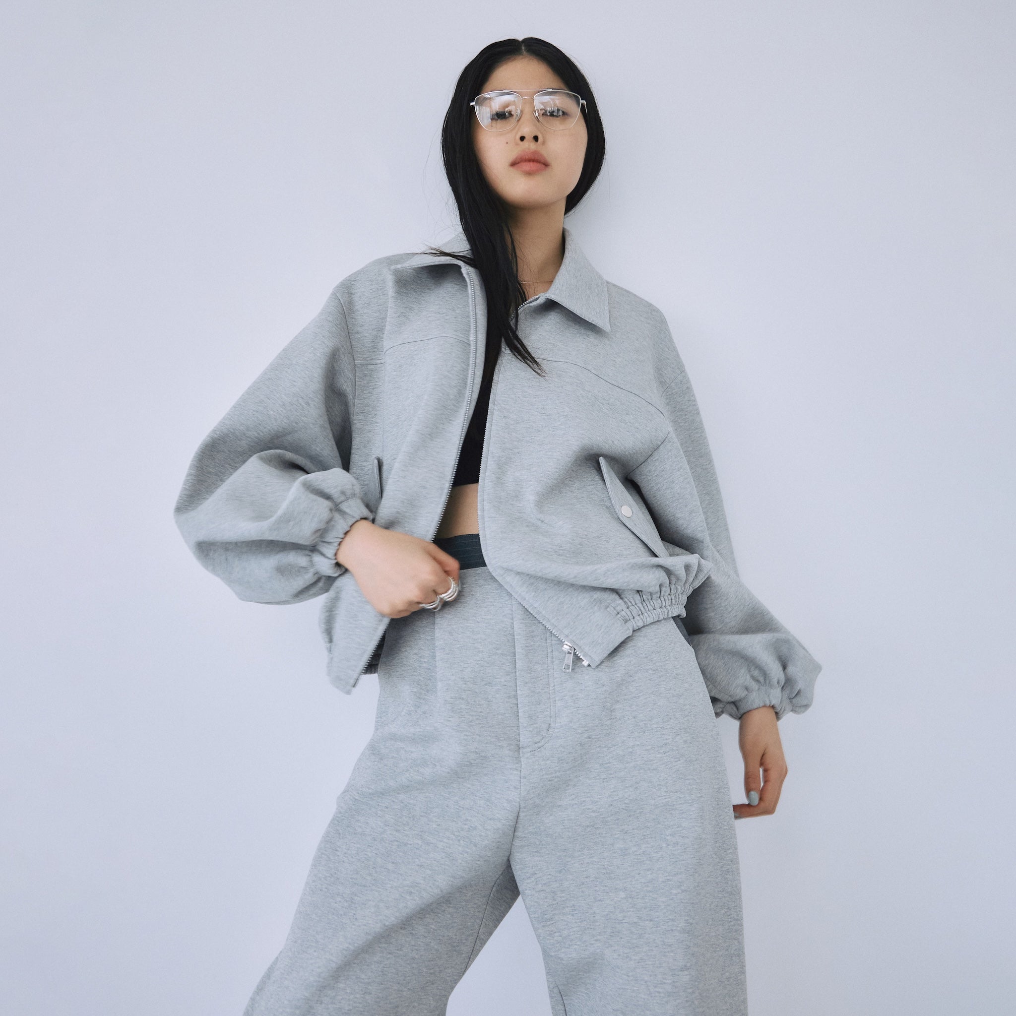 Round sleeve curvy blouson