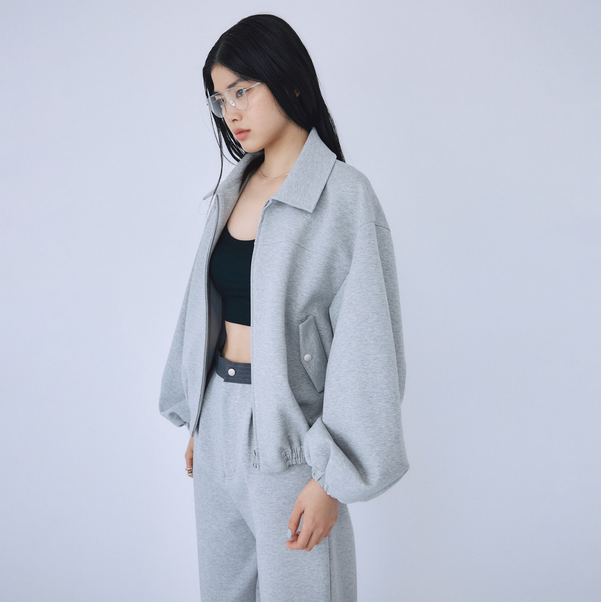 Round sleeve curvy blouson