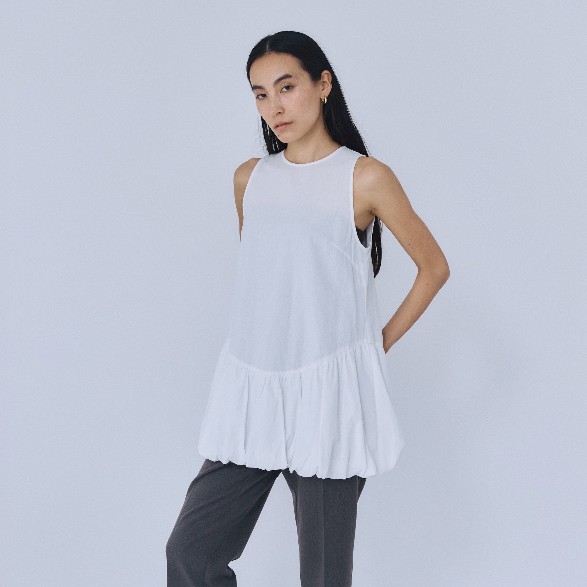 Cotton Wash Balloon Tunic