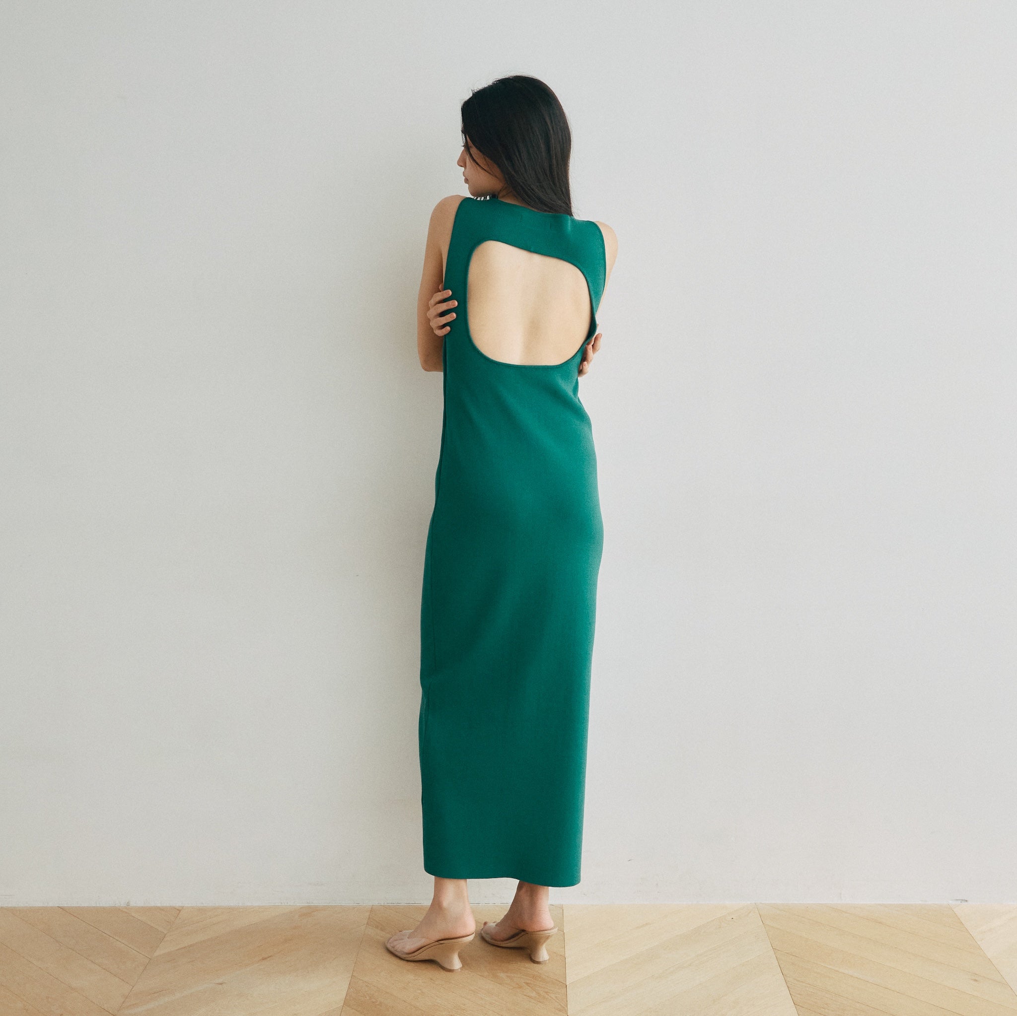 Cup-in Back Hole Knit Tank Dress