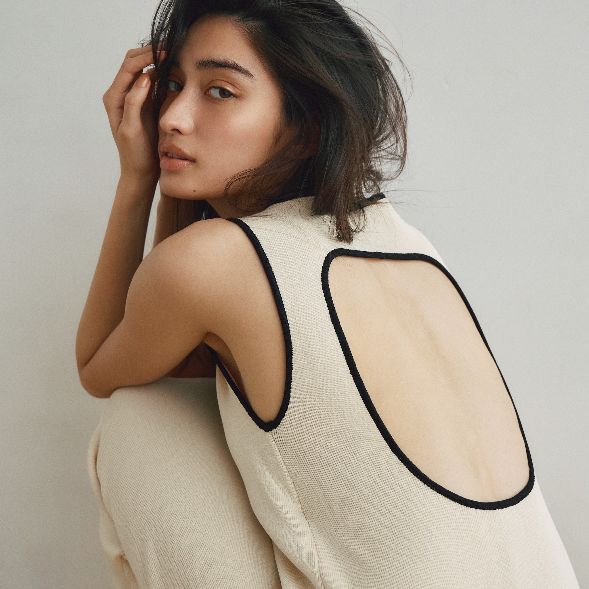 Cup-in Back Hole Knit Tank Dress