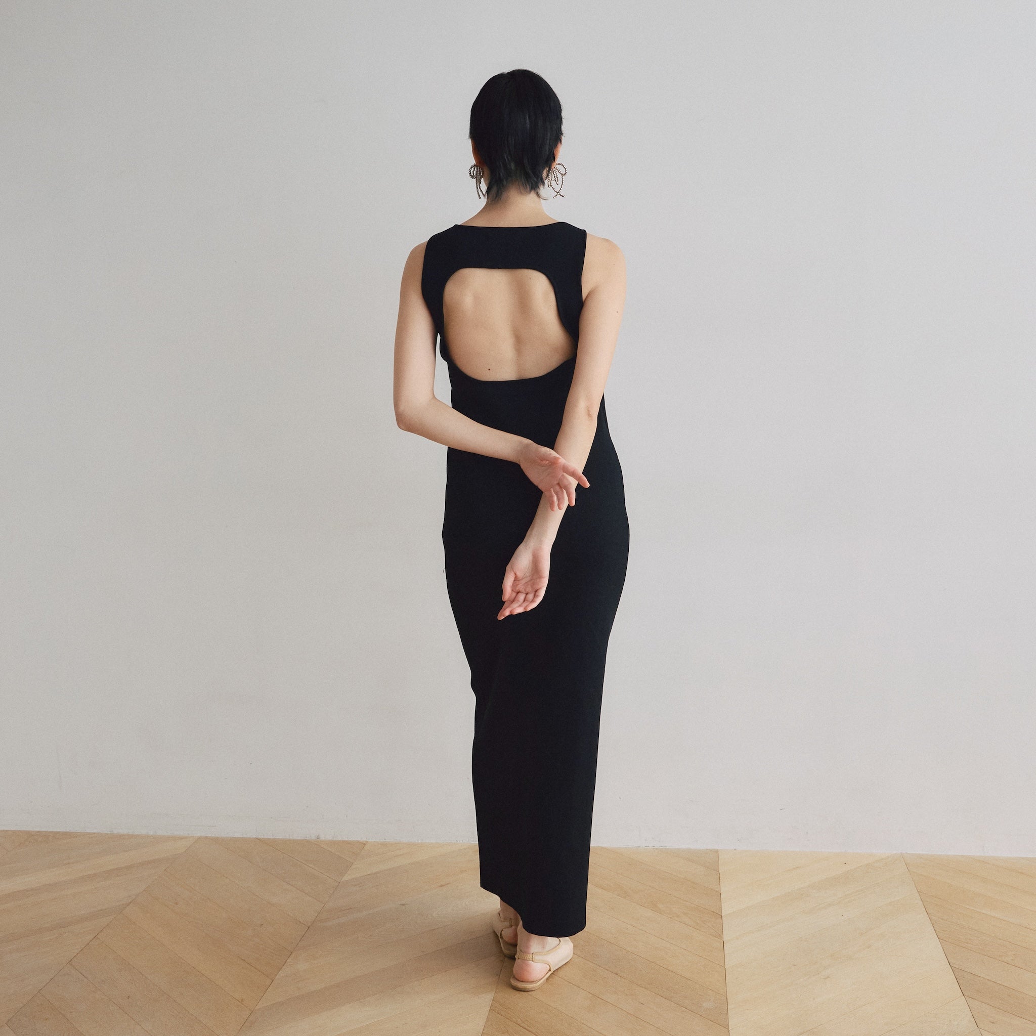 Cup-in Back Hole Knit Tank Dress
