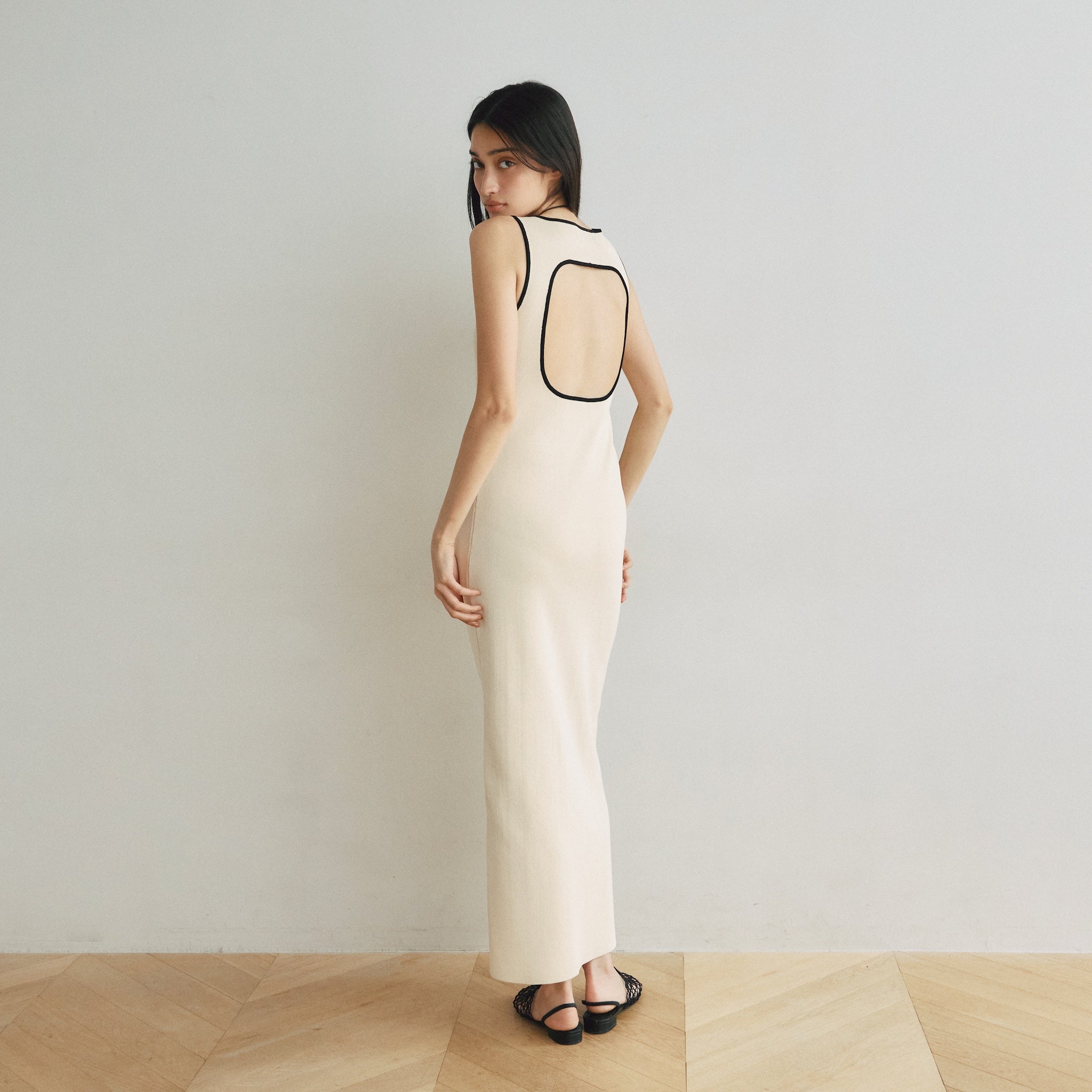 Cup-in Back Hole Knit Tank Dress