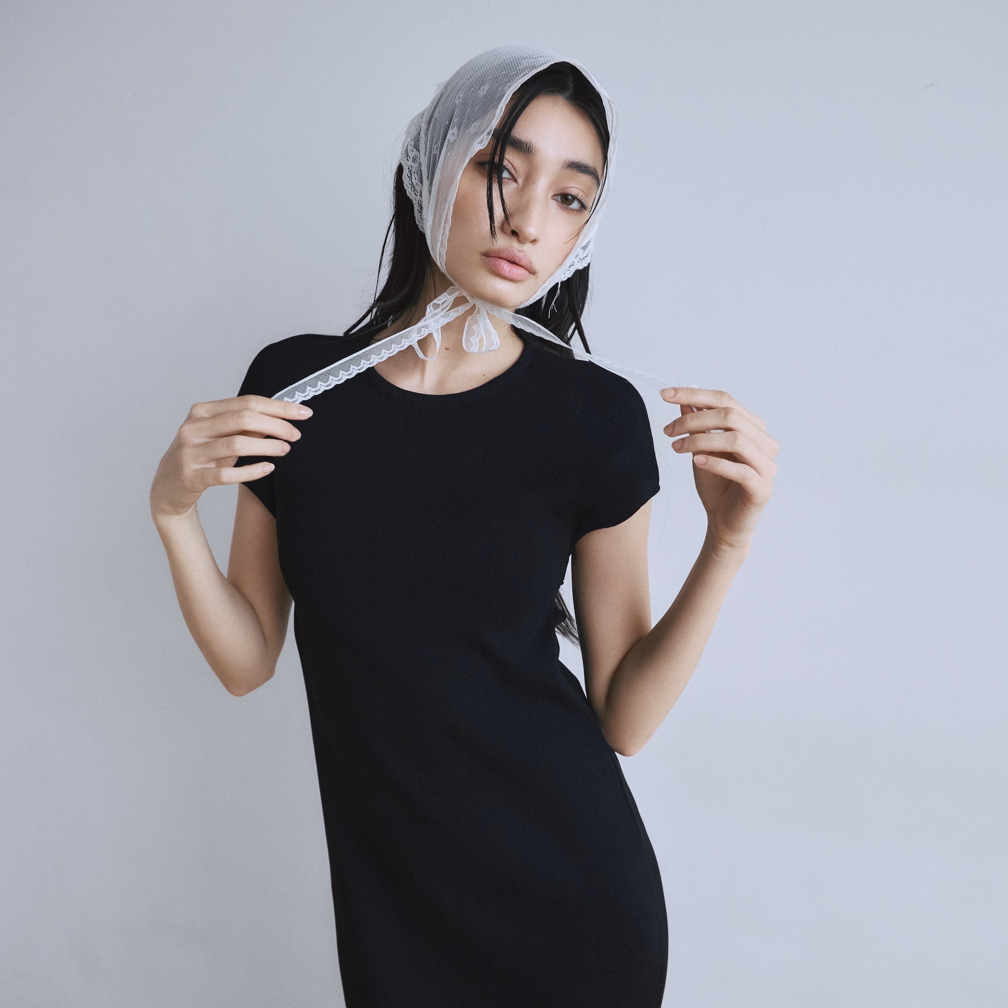 Cup-in Back Hole Knit French Dress