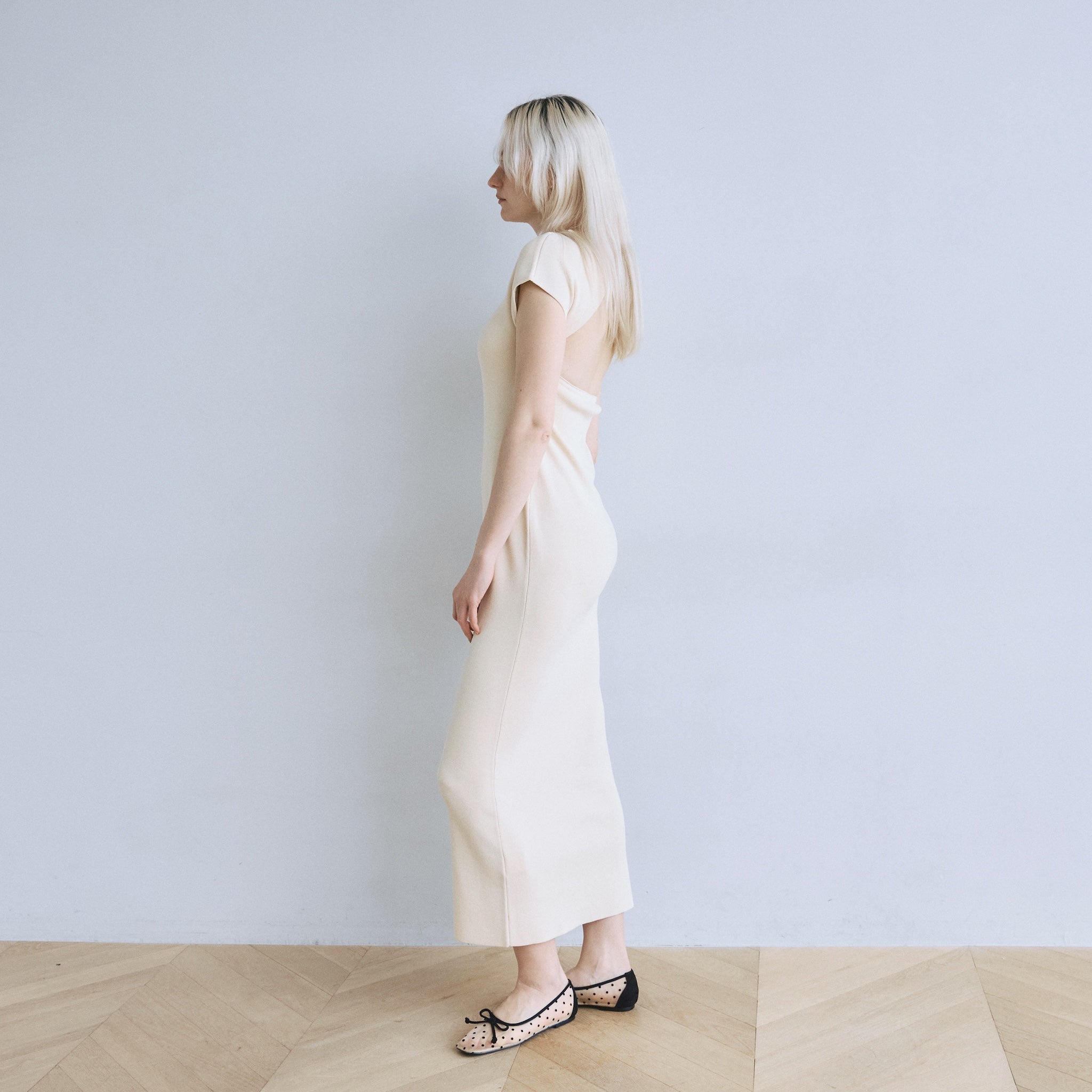 Cup-in Back Hole Knit French Dress