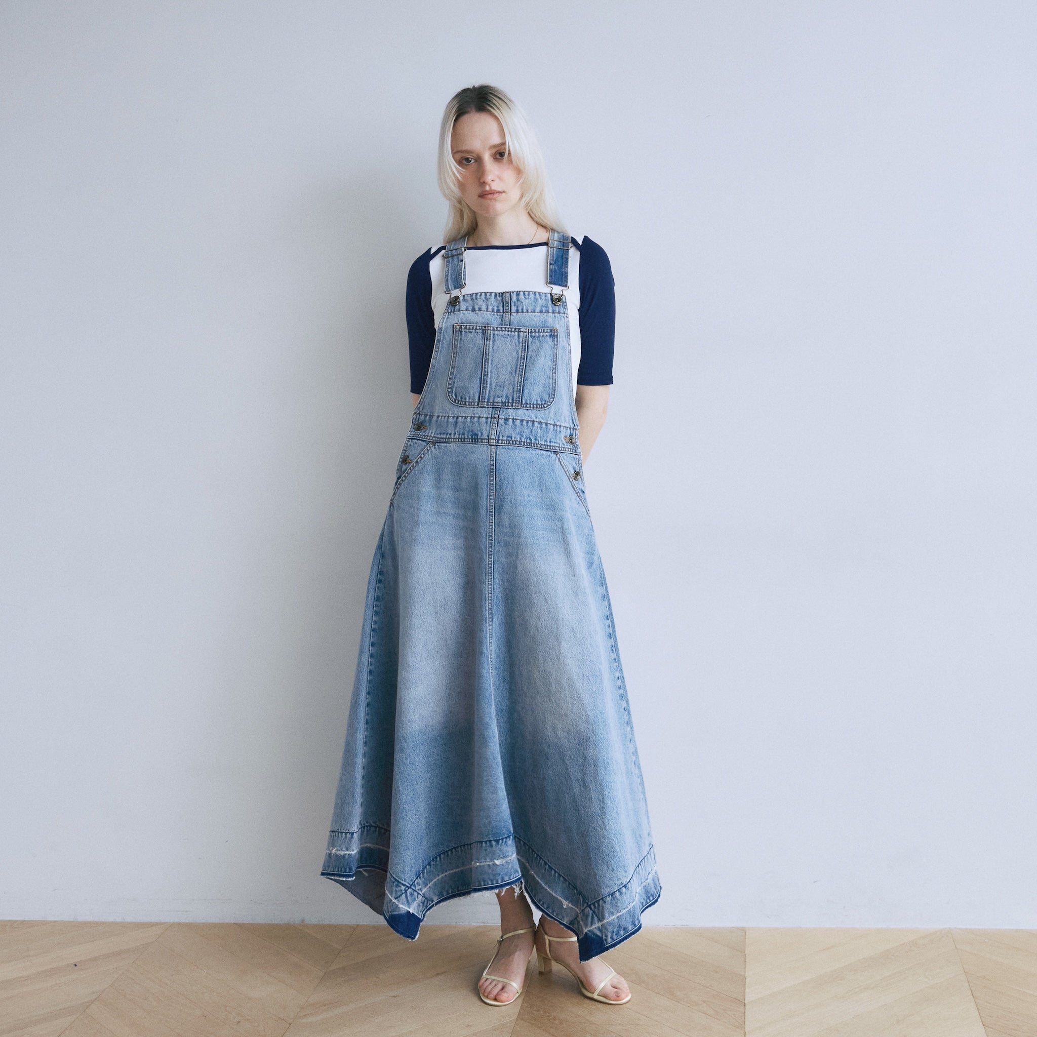 イレギュラーヘムDenimサロペットスカート