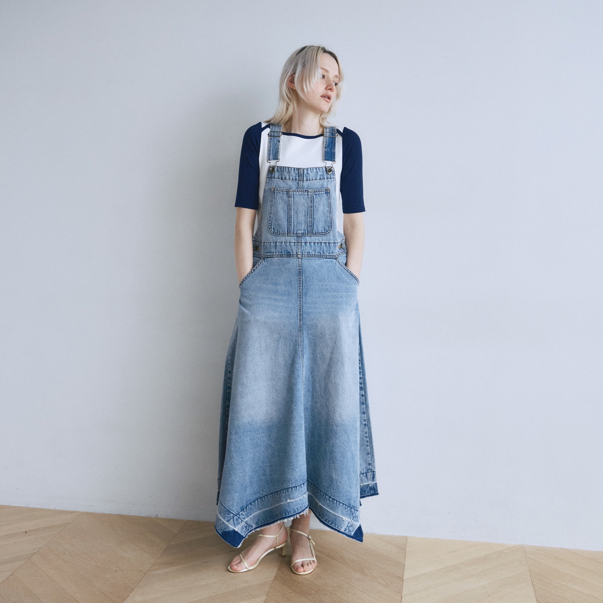 イレギュラーヘムDenimサロペットスカート