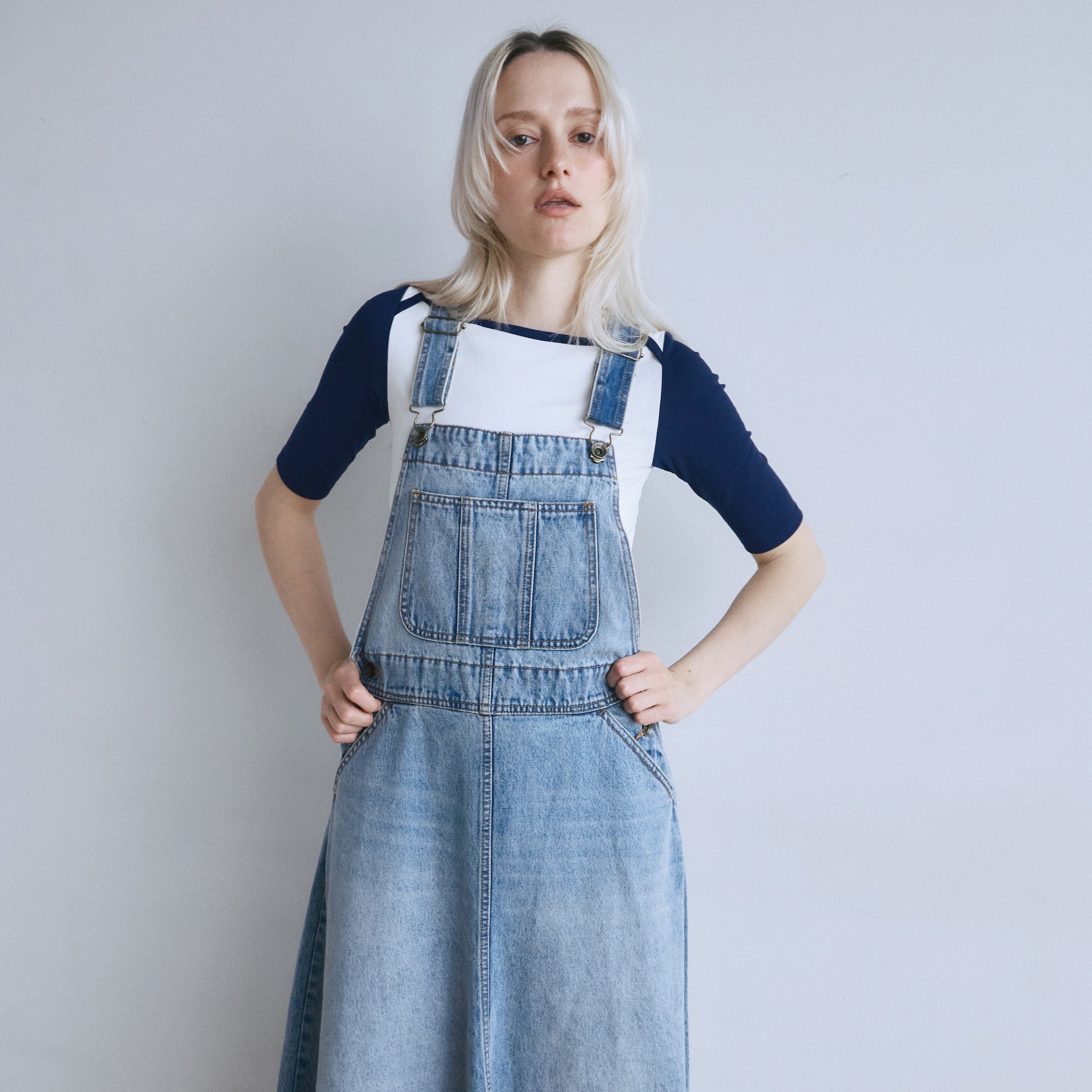 イレギュラーヘムDenimサロペットスカート