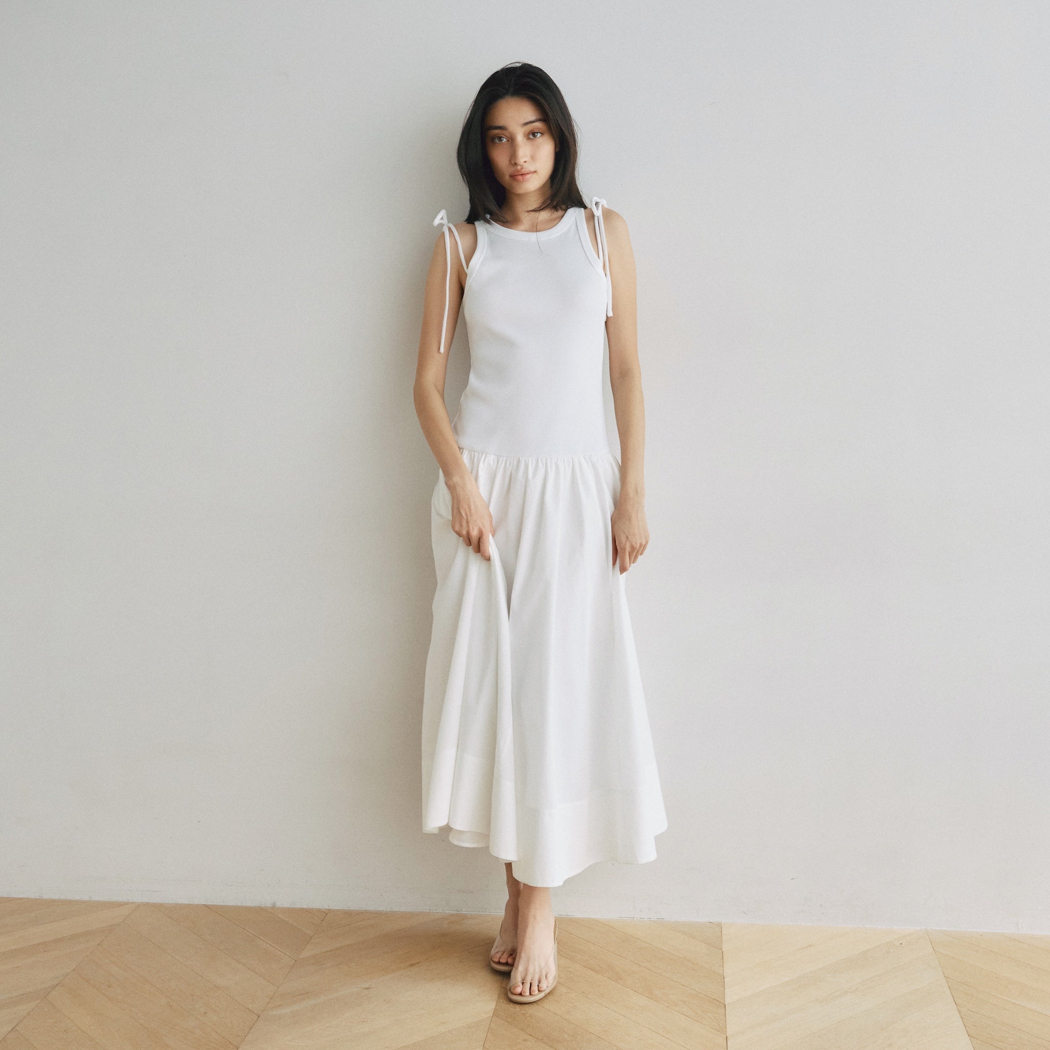 Low-Waist Switching Sleeveless Dress