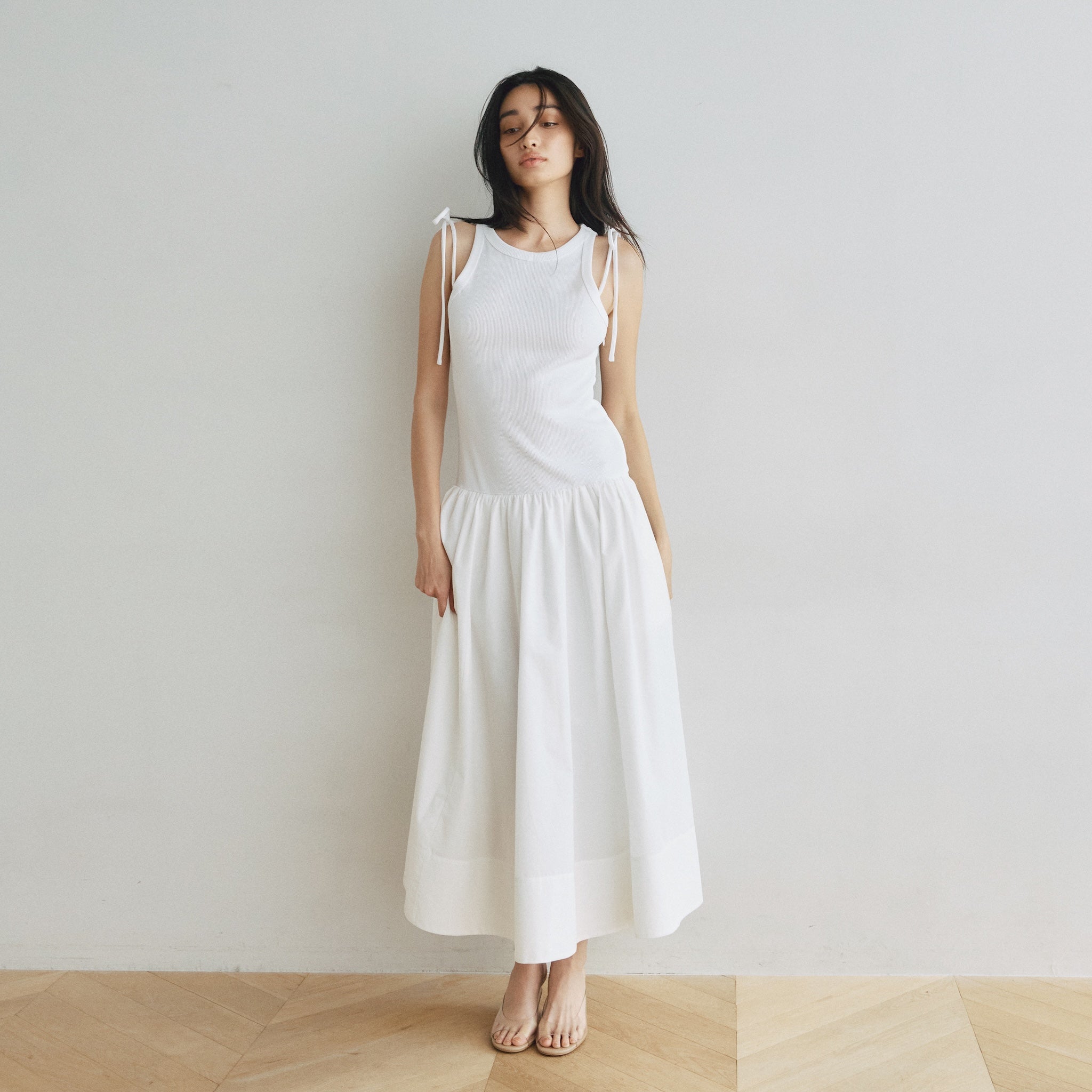 Low-Waist Switching Sleeveless Dress