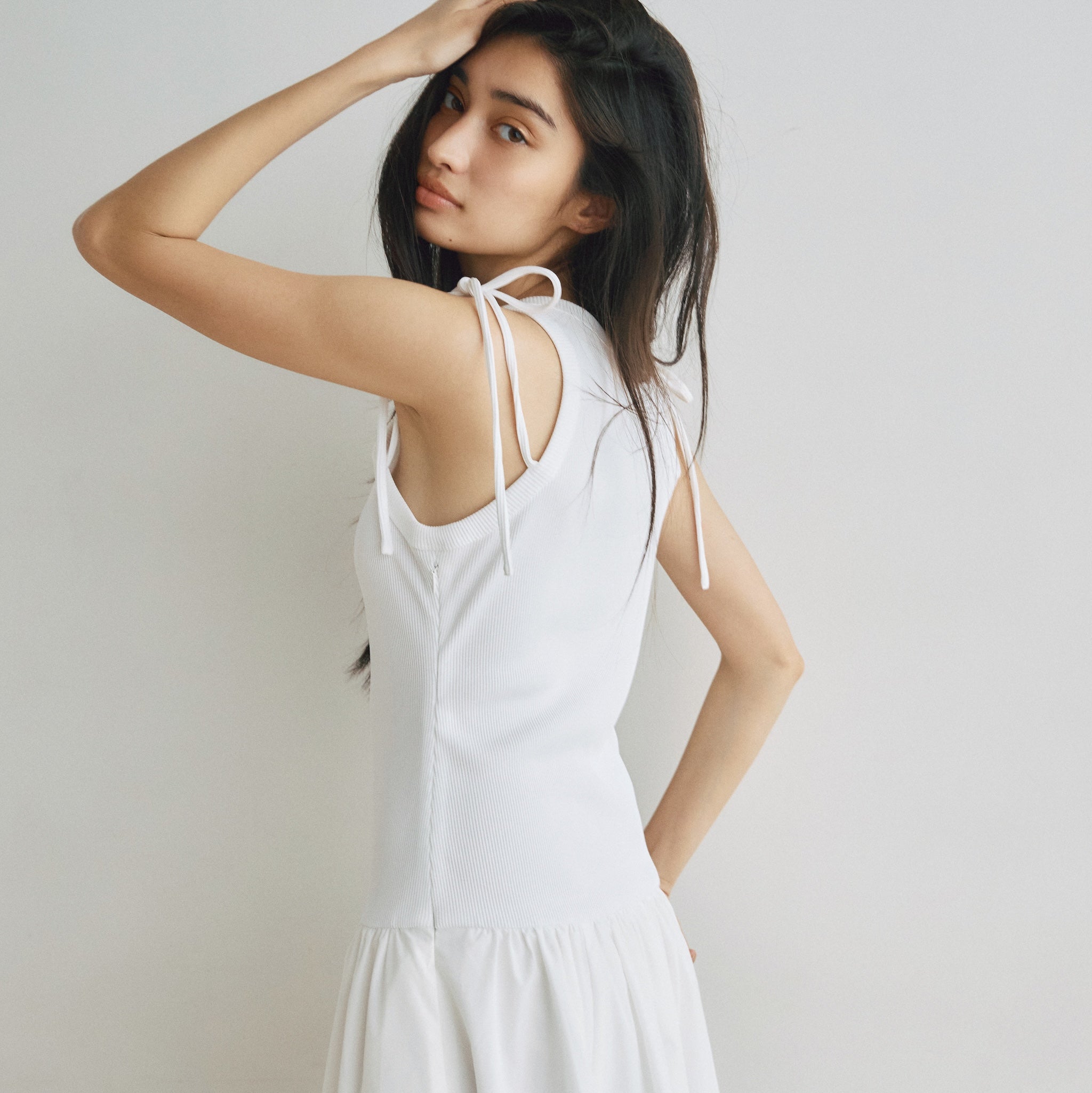 Low-Waist Switching Sleeveless Dress