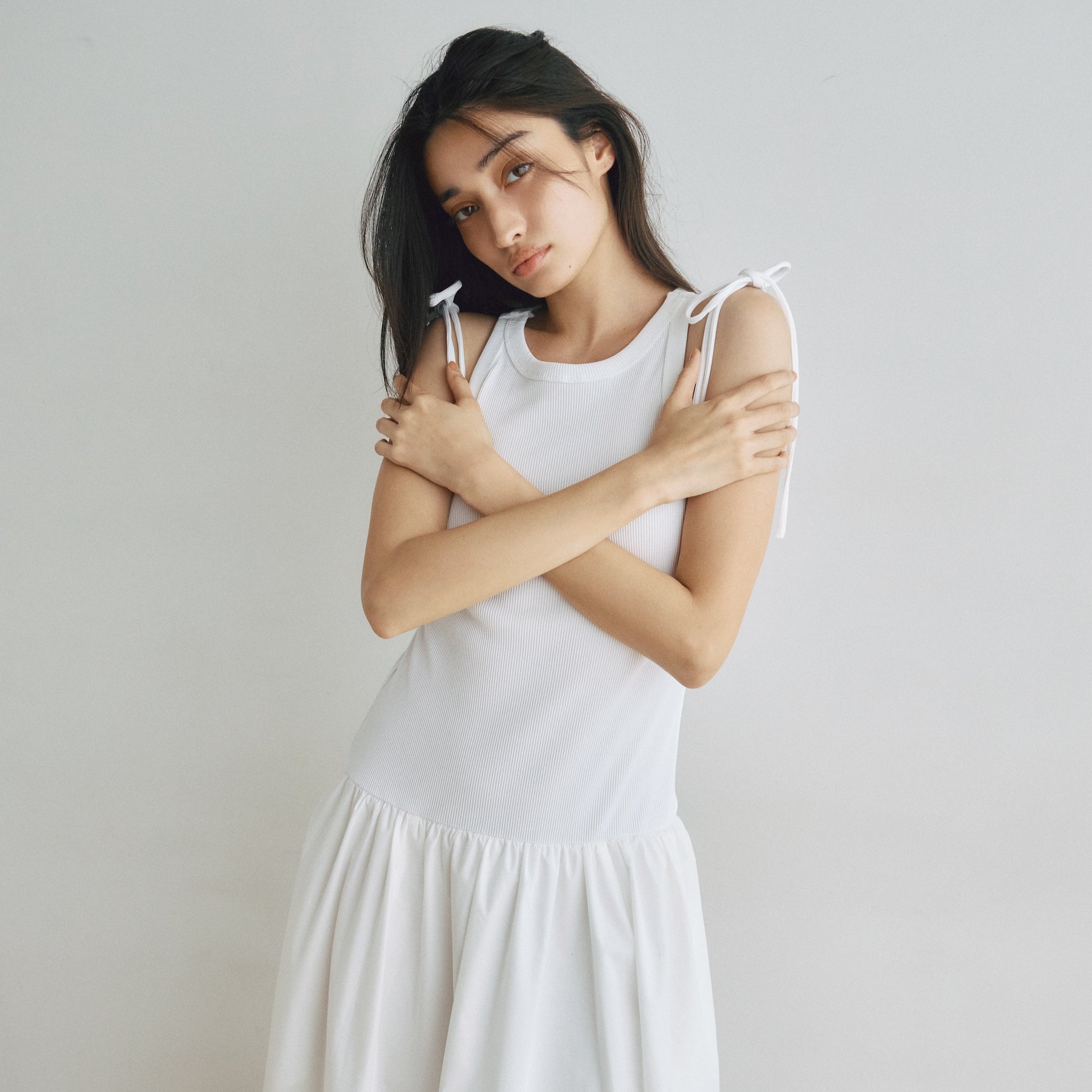 Low-Waist Switching Sleeveless Dress