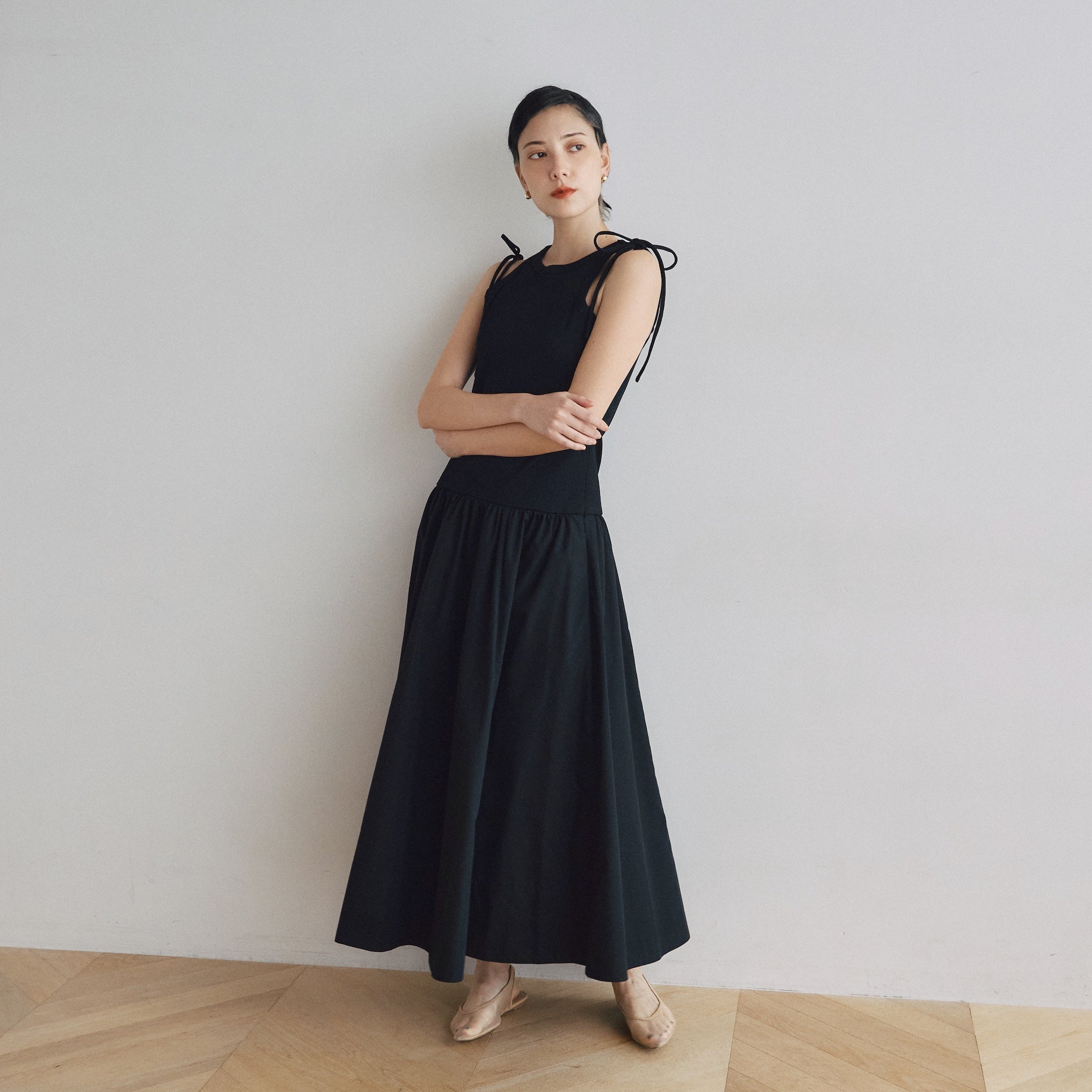 Low-Waist Switching Sleeveless Dress