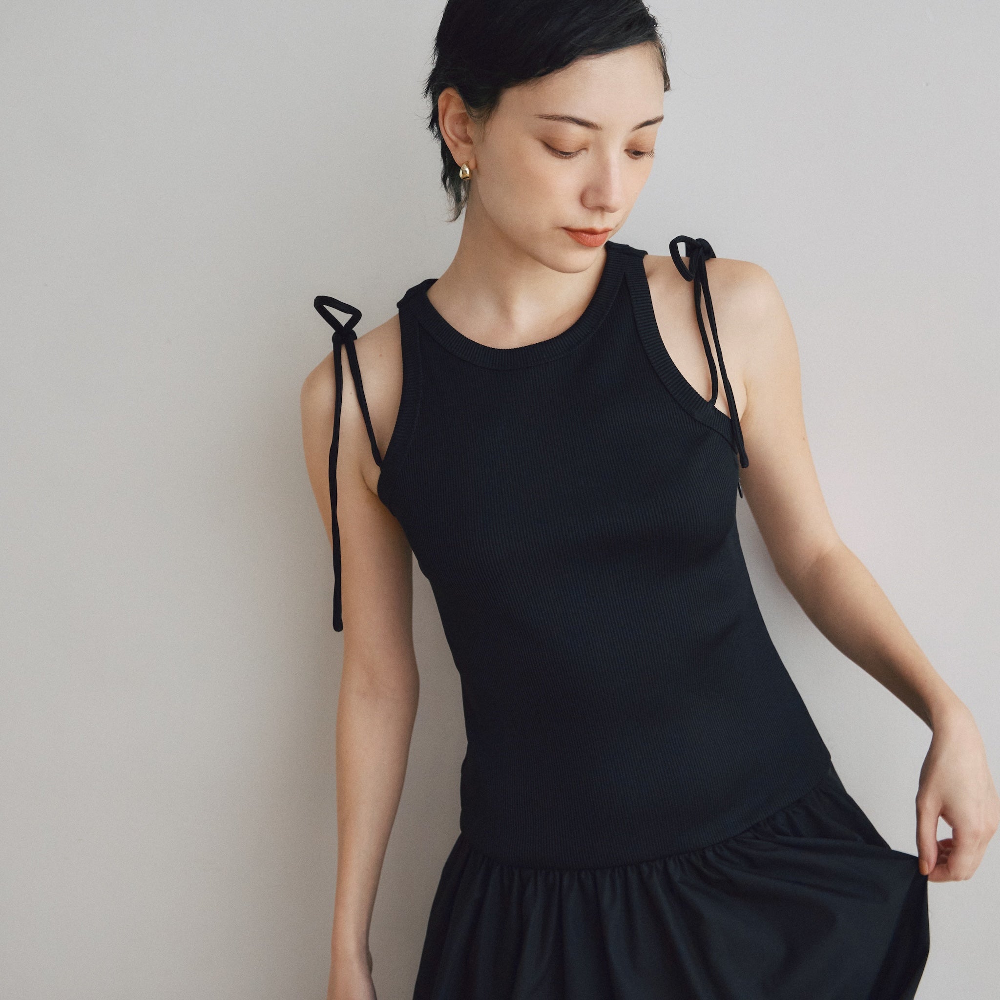 Low-Waist Switching Sleeveless Dress
