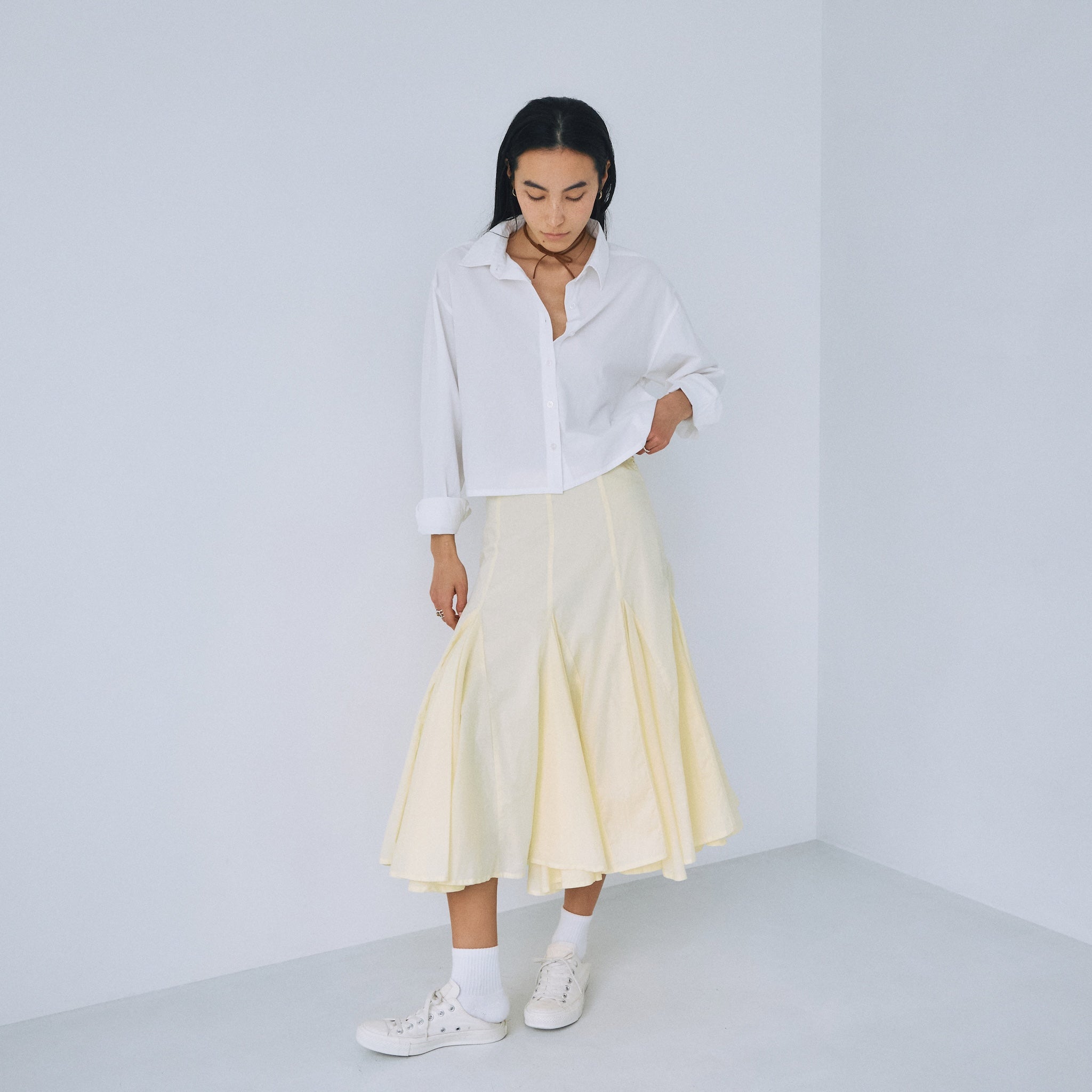 C/voile flared midi skirt