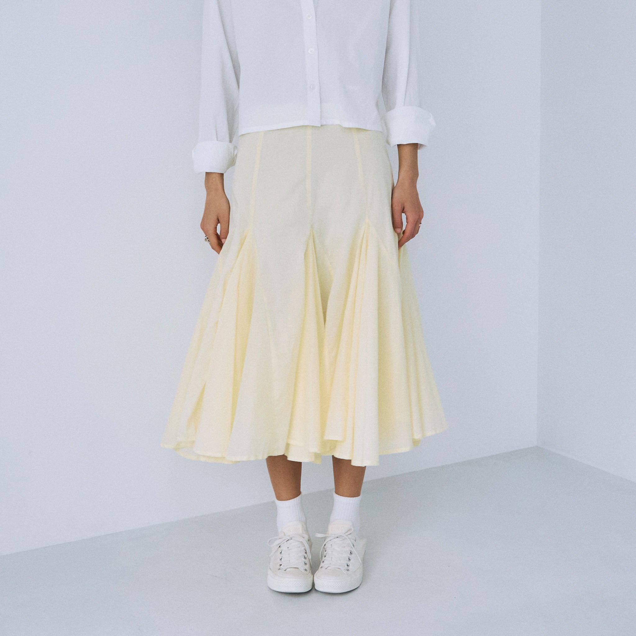 C/voile flared midi skirt