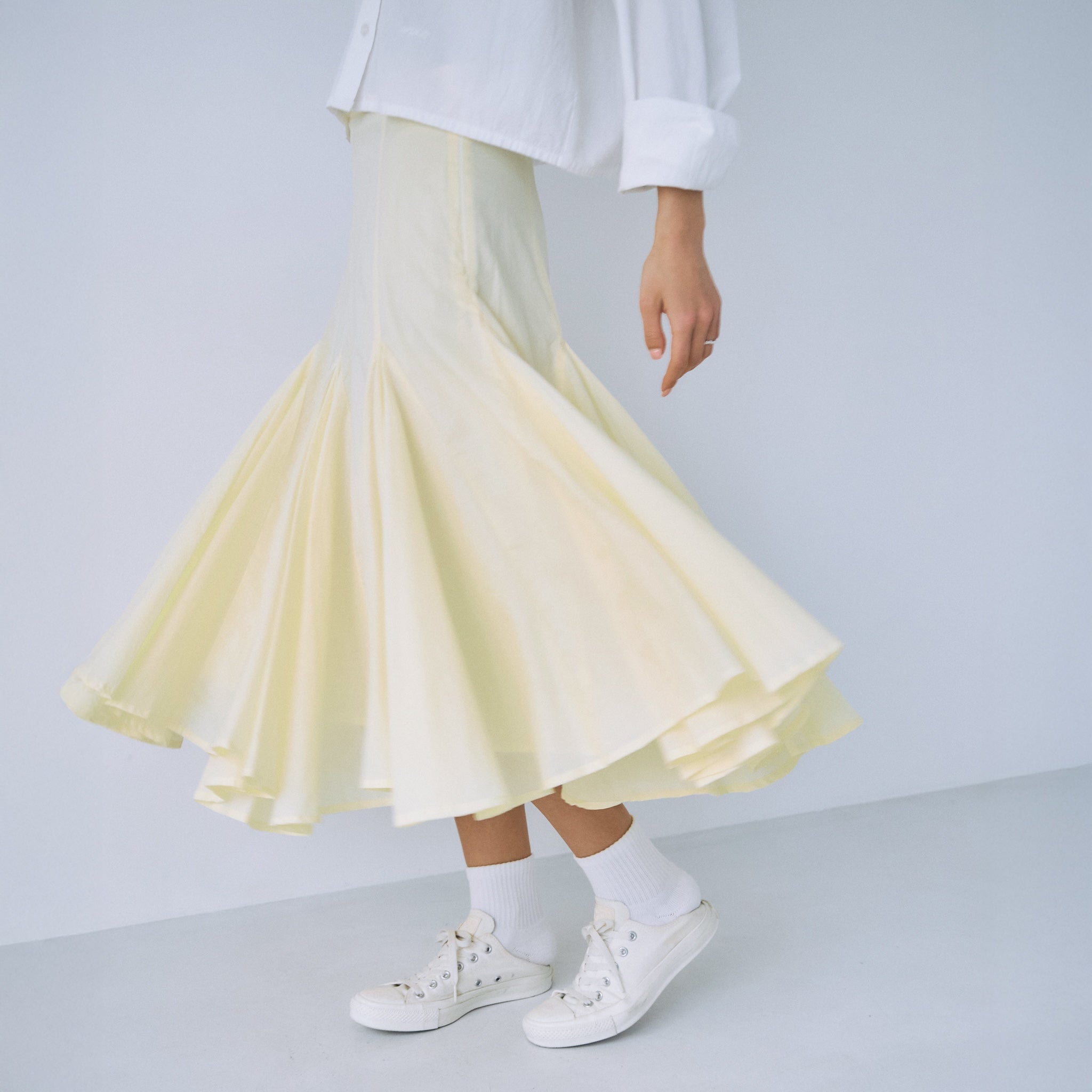 C/voile flared midi skirt