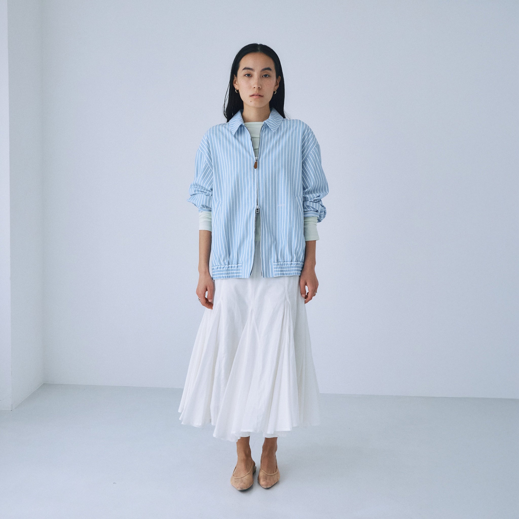 C/voile flared midi skirt