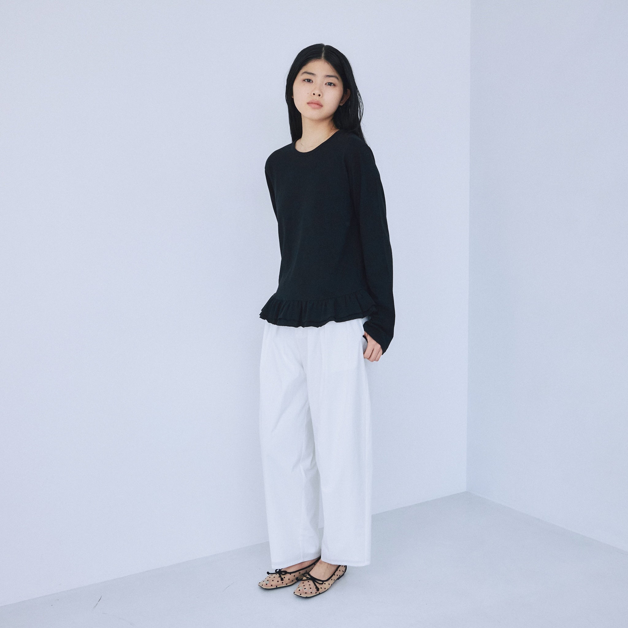 Cotton nylon 3-tuck pants