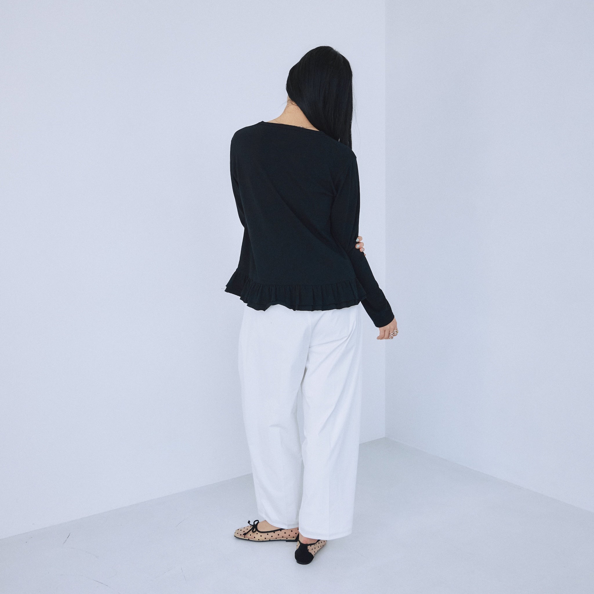 Cotton nylon 3-tuck pants