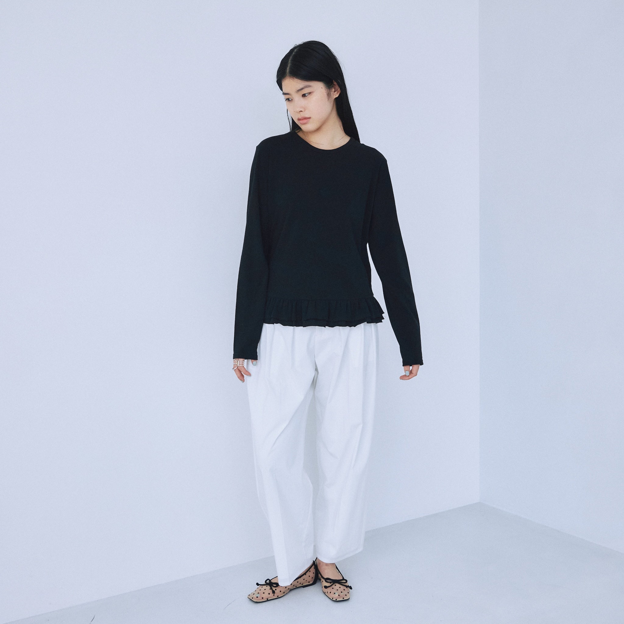 Cotton nylon 3-tuck pants