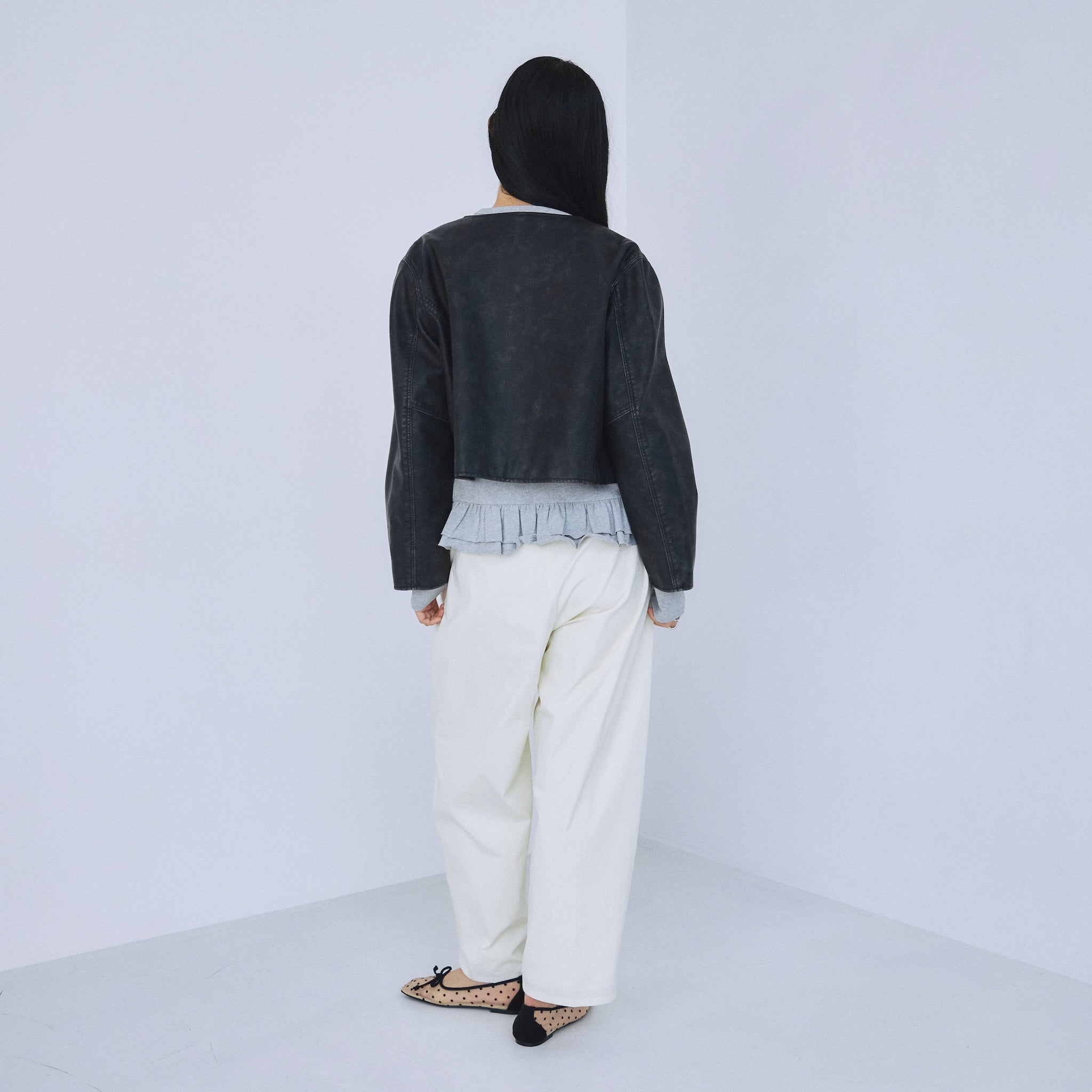Cotton nylon 3-tuck pants