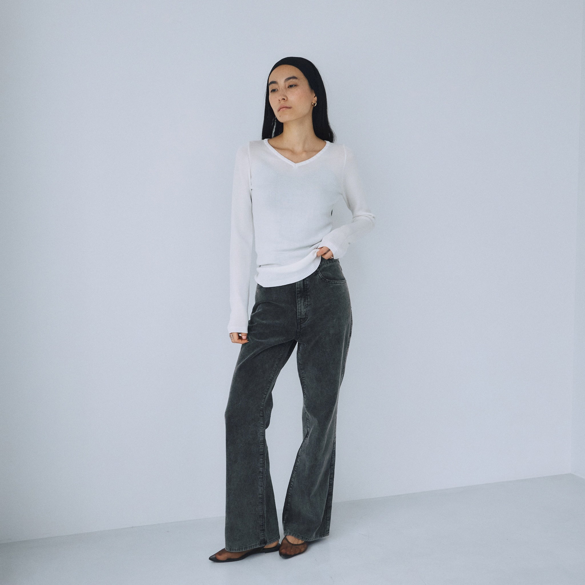 Corduroy soft flare pants