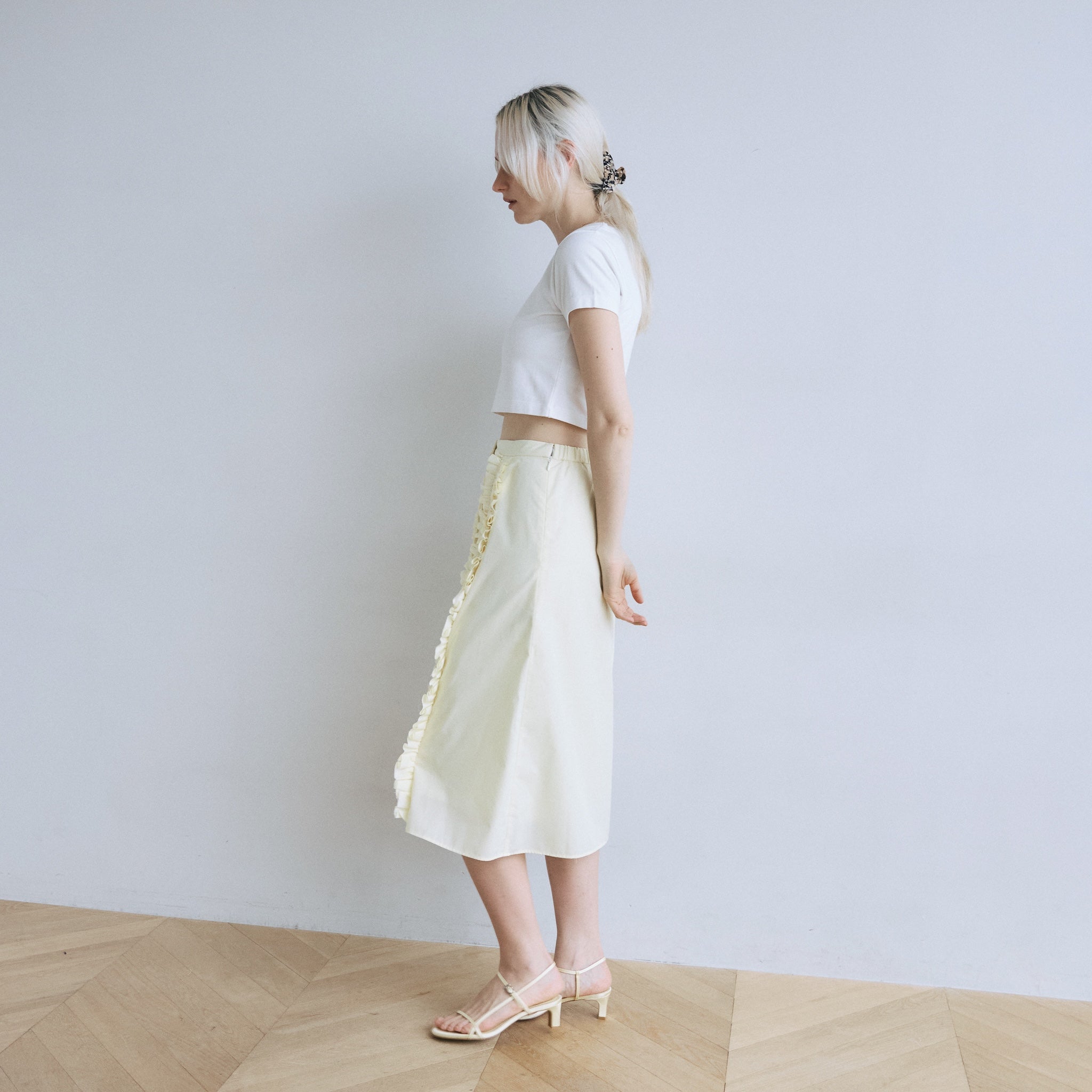 Frill design 2-way midi skirt