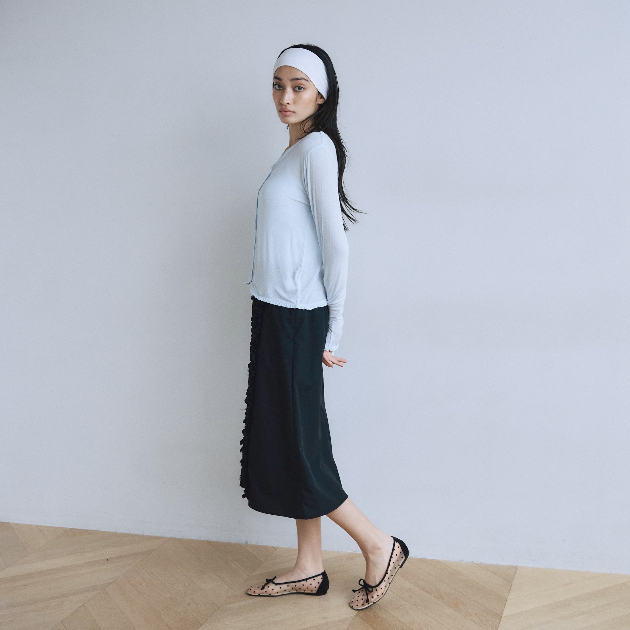 Frill design 2-way midi skirt