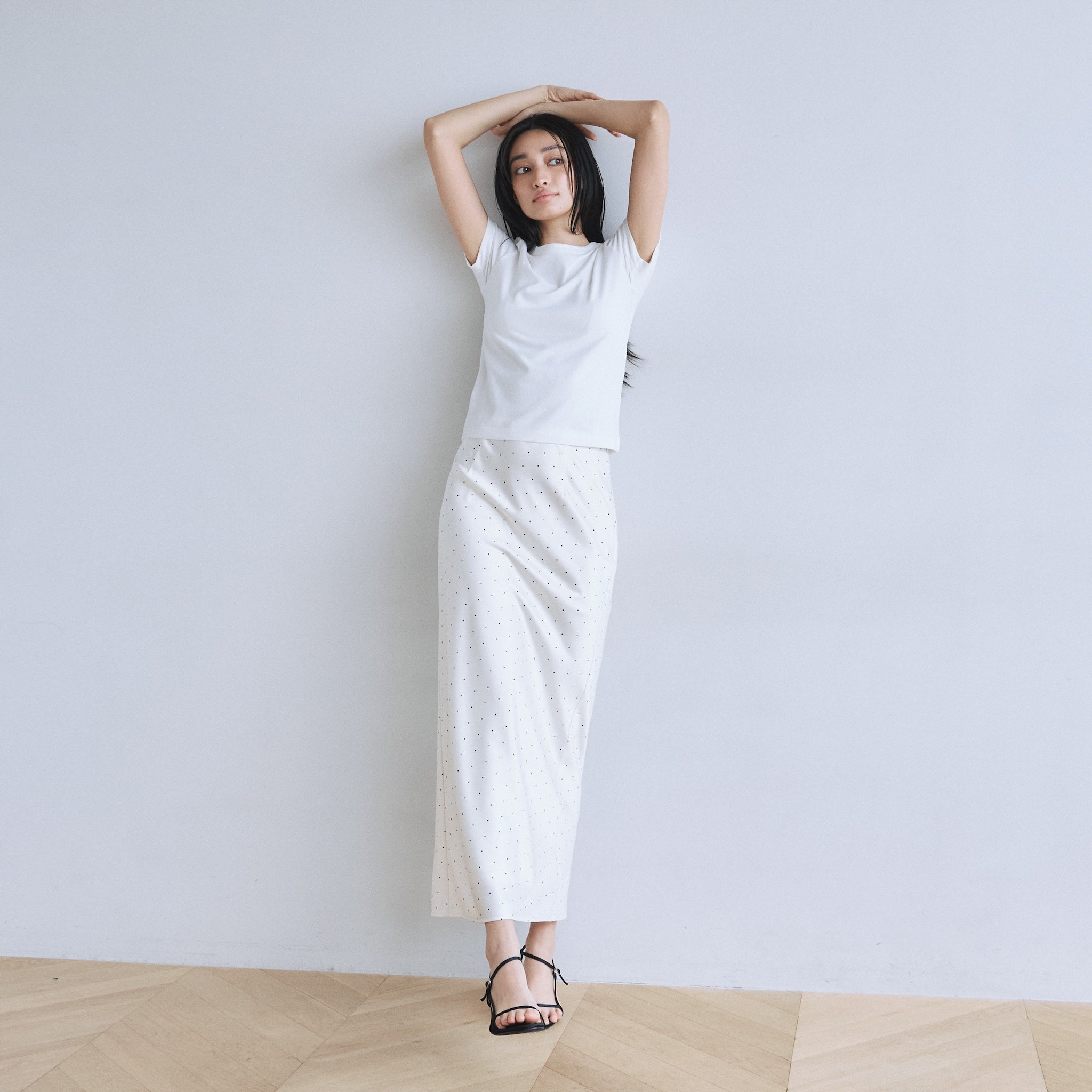 PIN DOT satin skirt