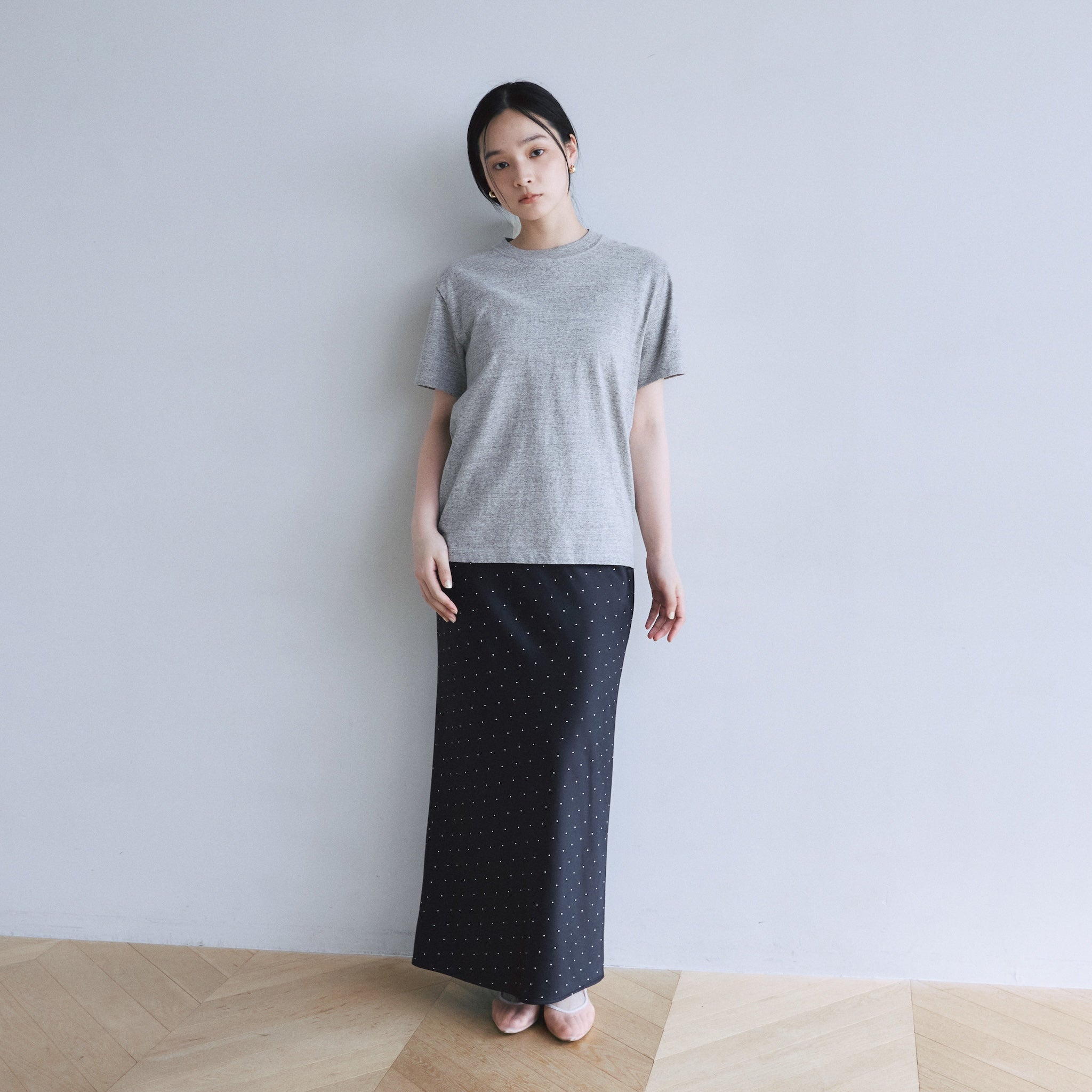 PIN DOT satin skirt