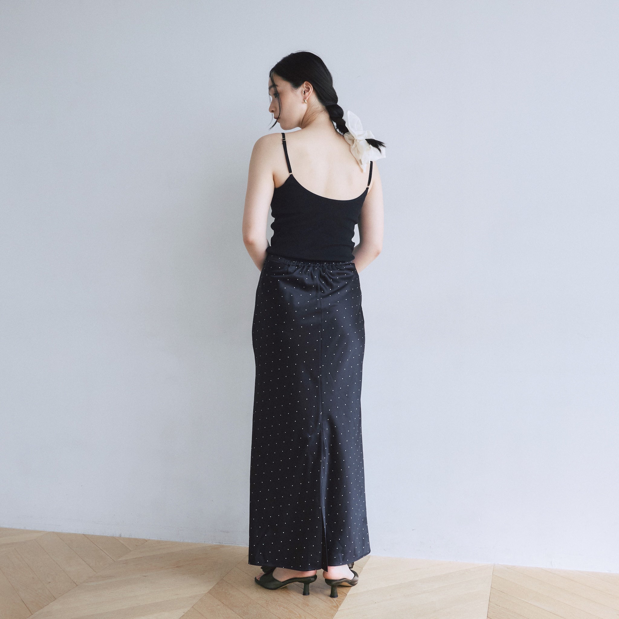 PIN DOT satin skirt