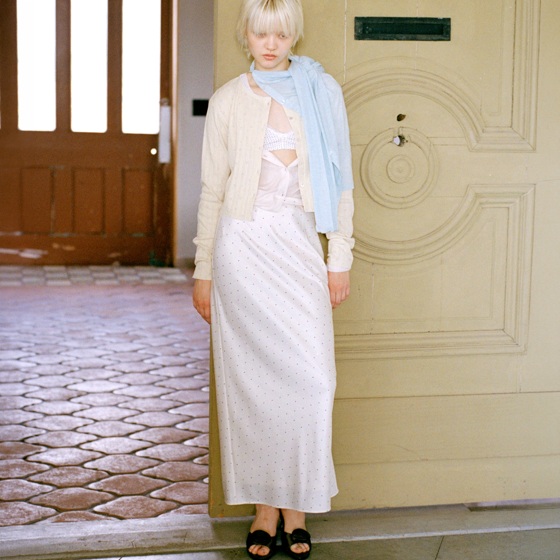 PIN DOT satin skirt