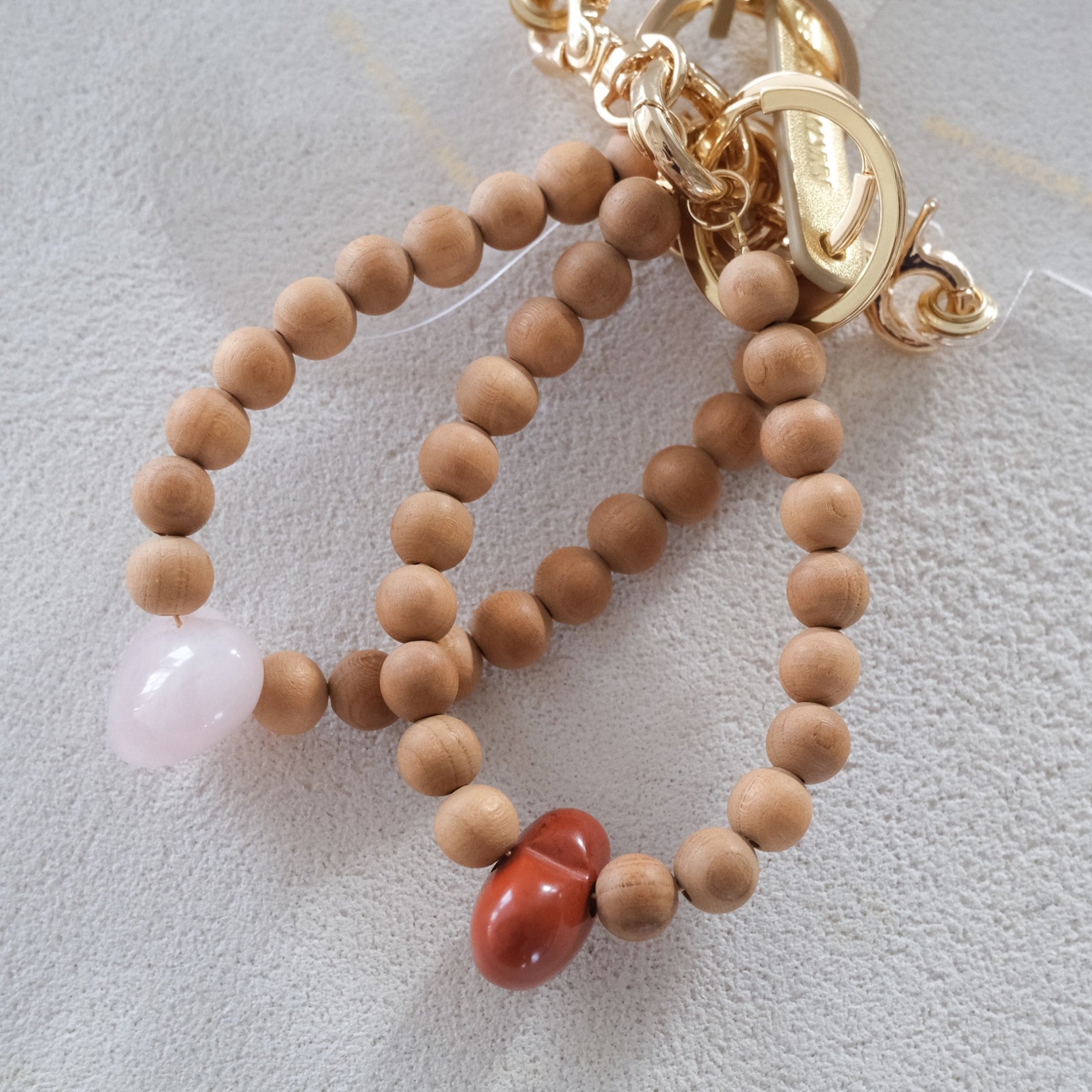 WOOD AND NATURAL STONE HAND STRAP