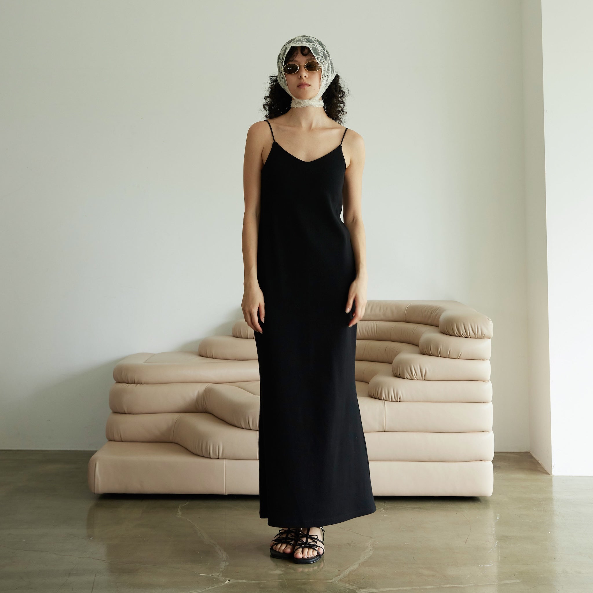 Padded RIB mermaid V-cut cami dress