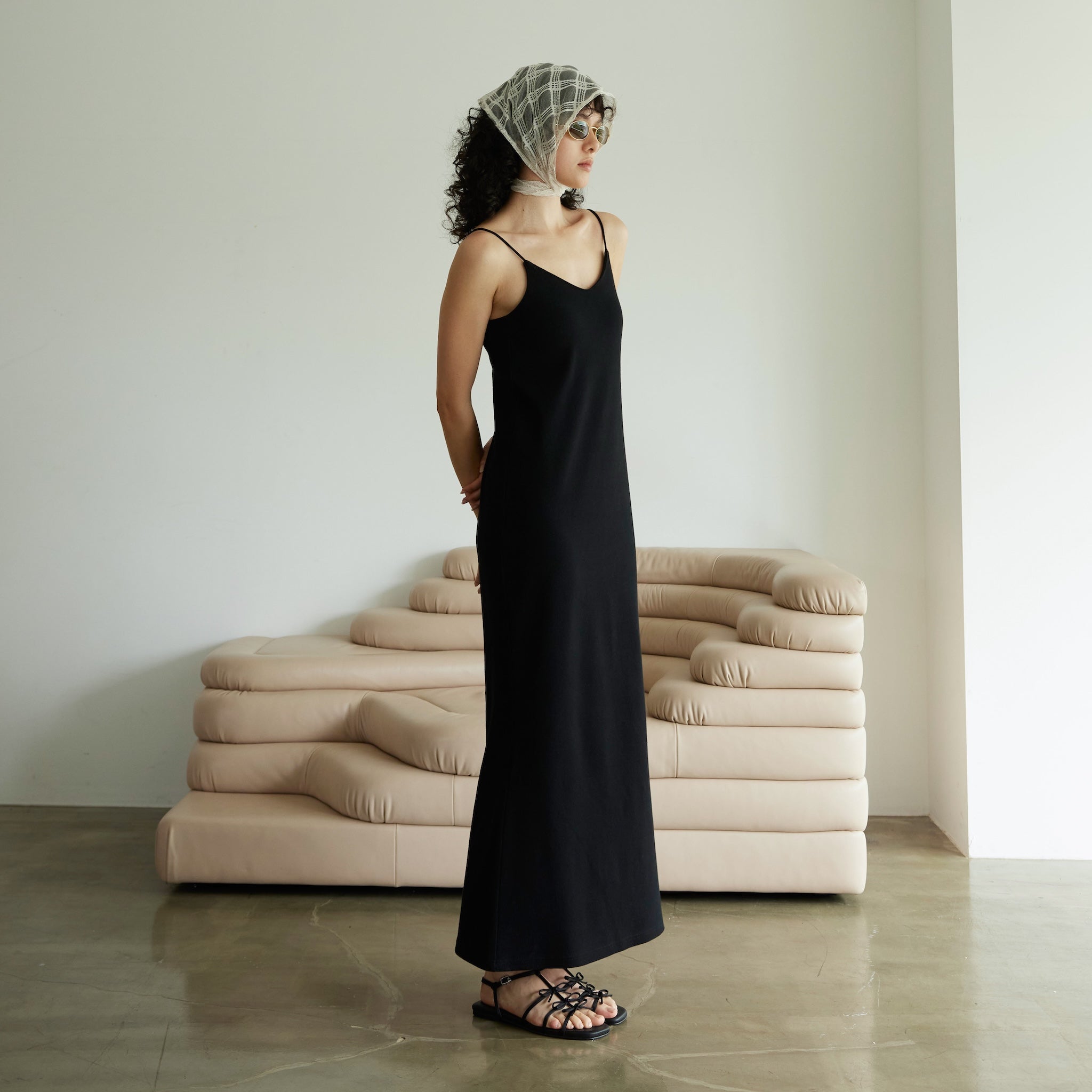 Padded RIB mermaid V-cut cami dress