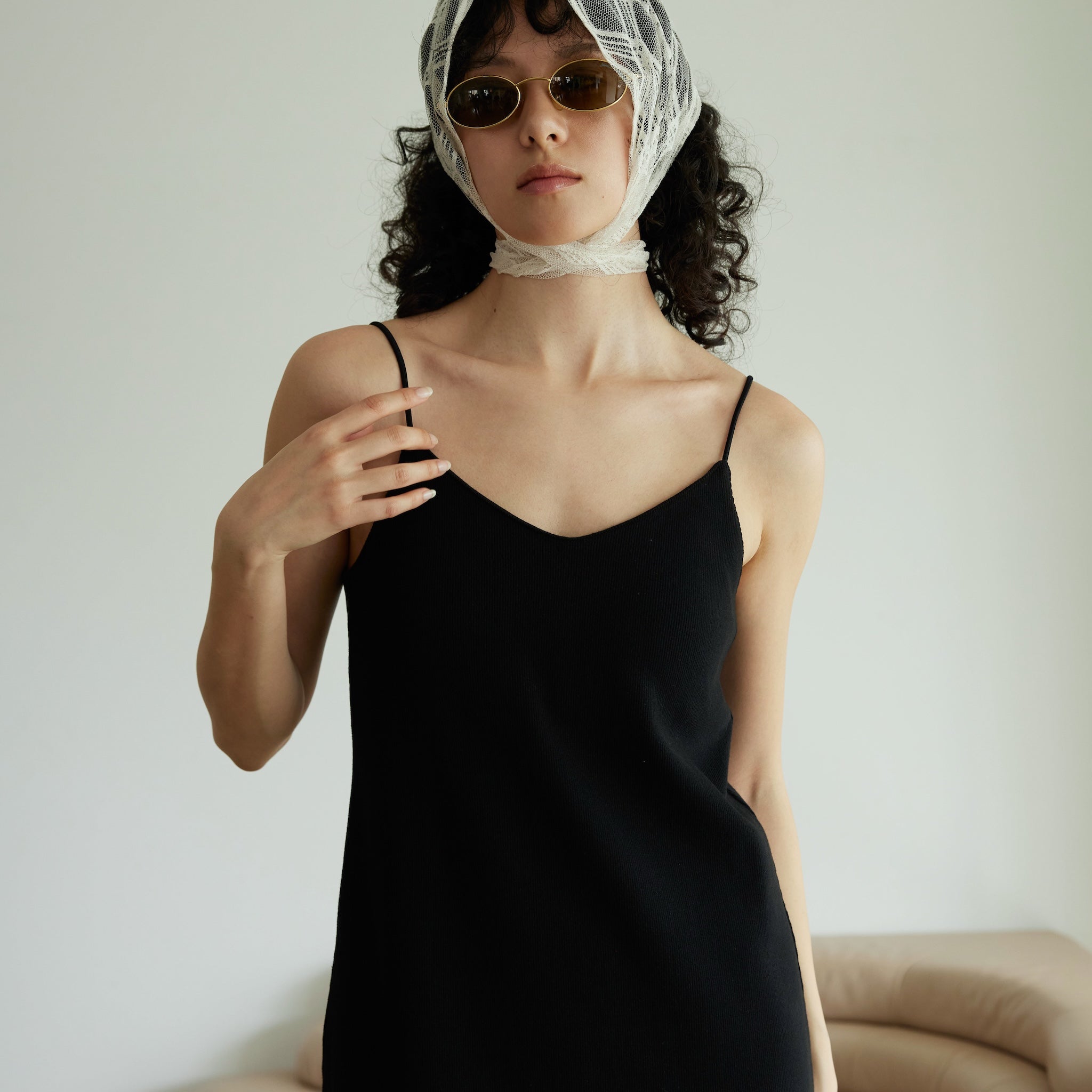 Padded RIB mermaid V-cut cami dress