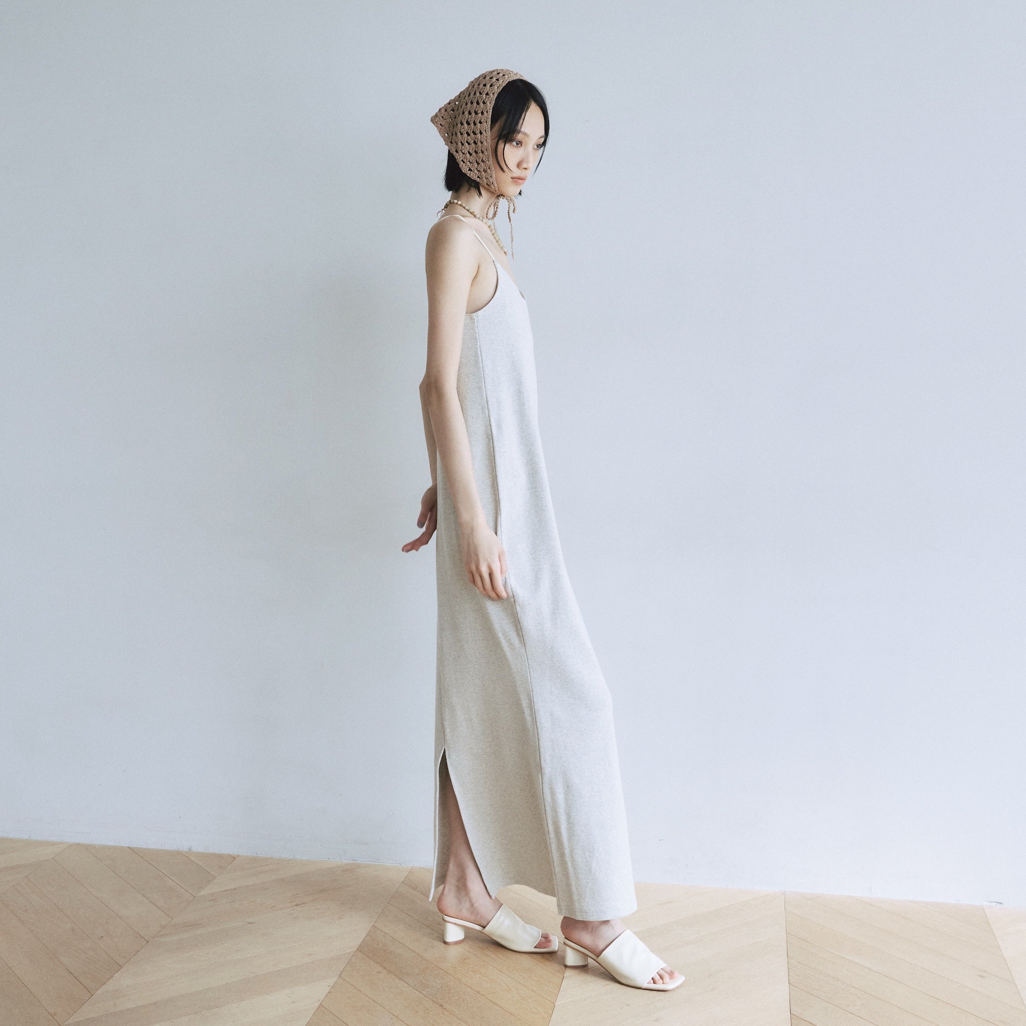 Padded RIB mermaid V-cut cami dress