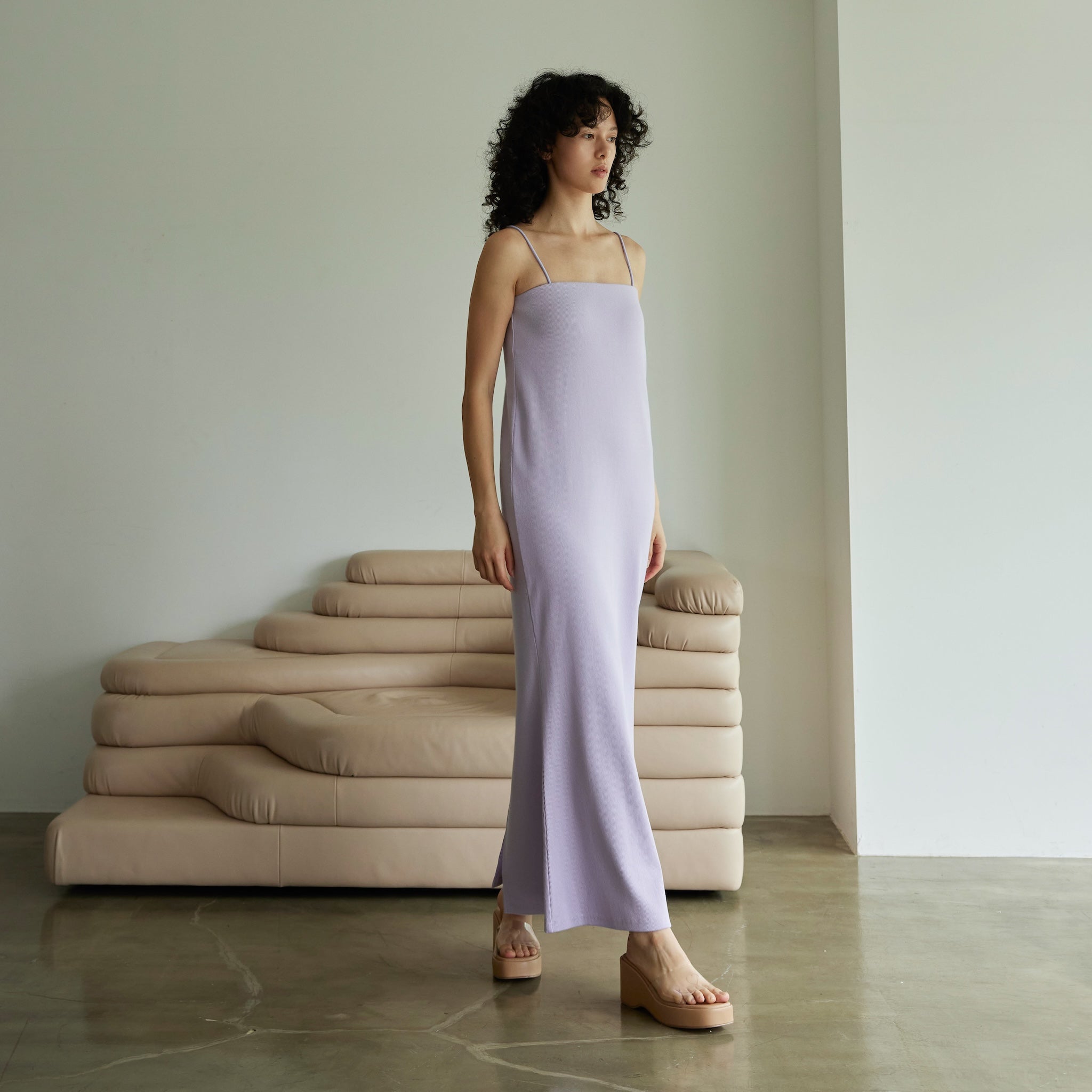 Padded RIB mermaid line dress