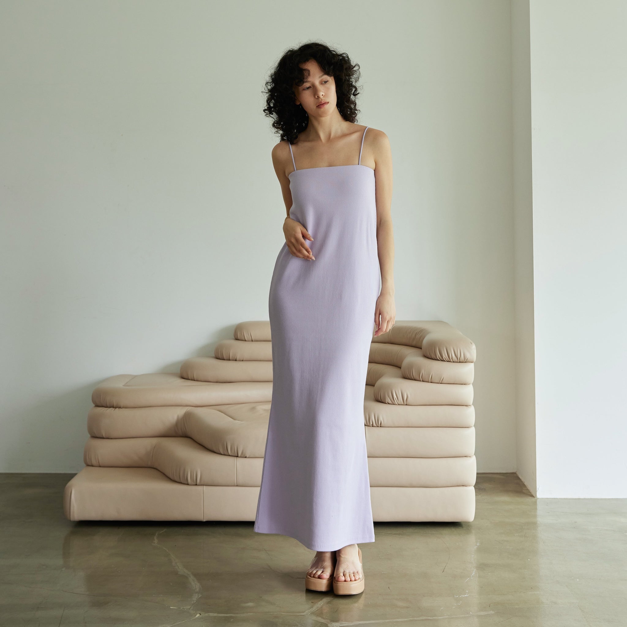 Padded RIB mermaid line dress