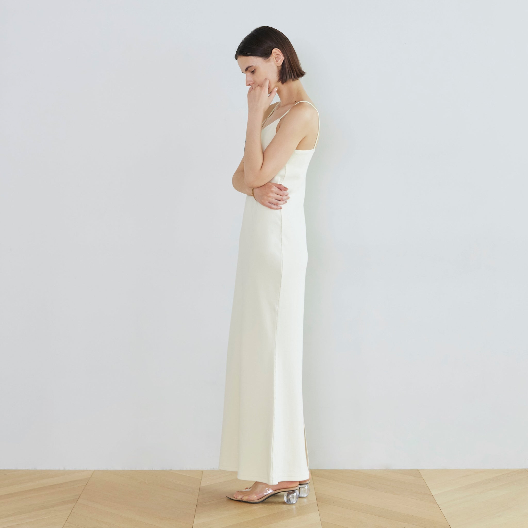 Padded RIB mermaid V-cut cami dress