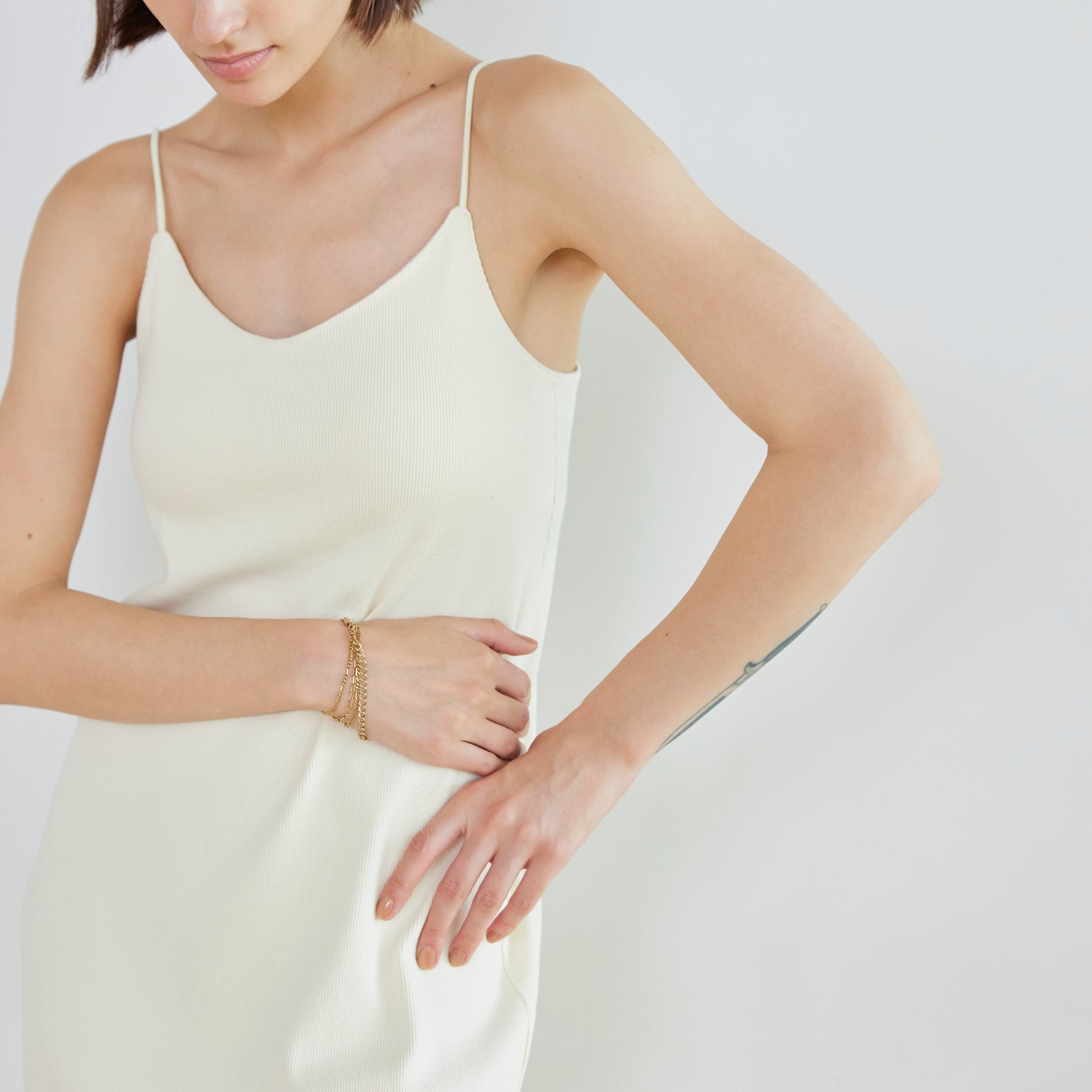 Padded RIB mermaid V-cut cami dress