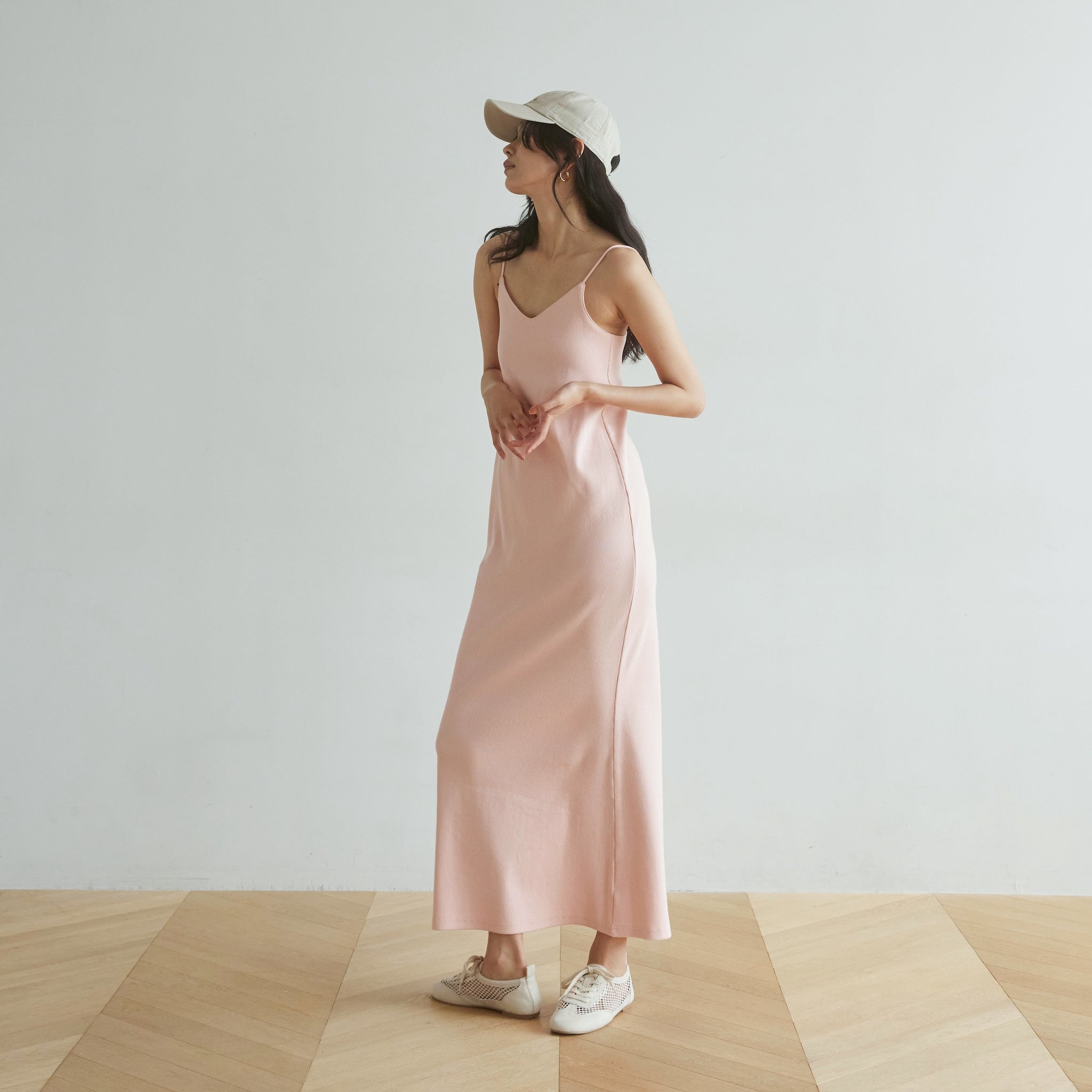 Padded RIB mermaid V-cut cami dress