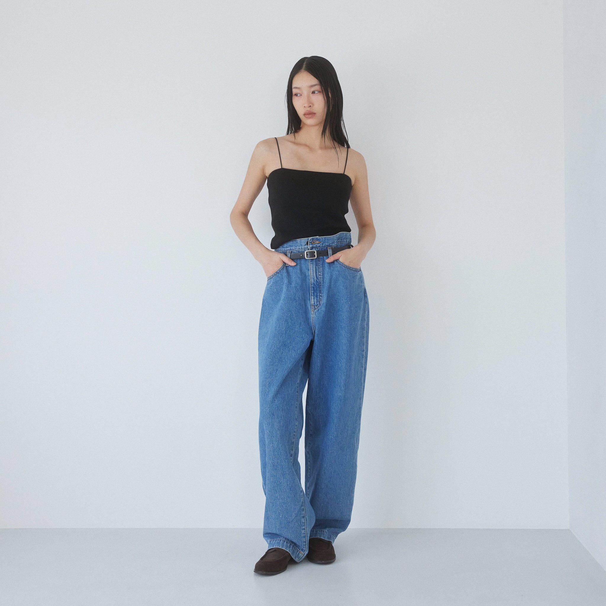 Over-waist wide denim SRN05