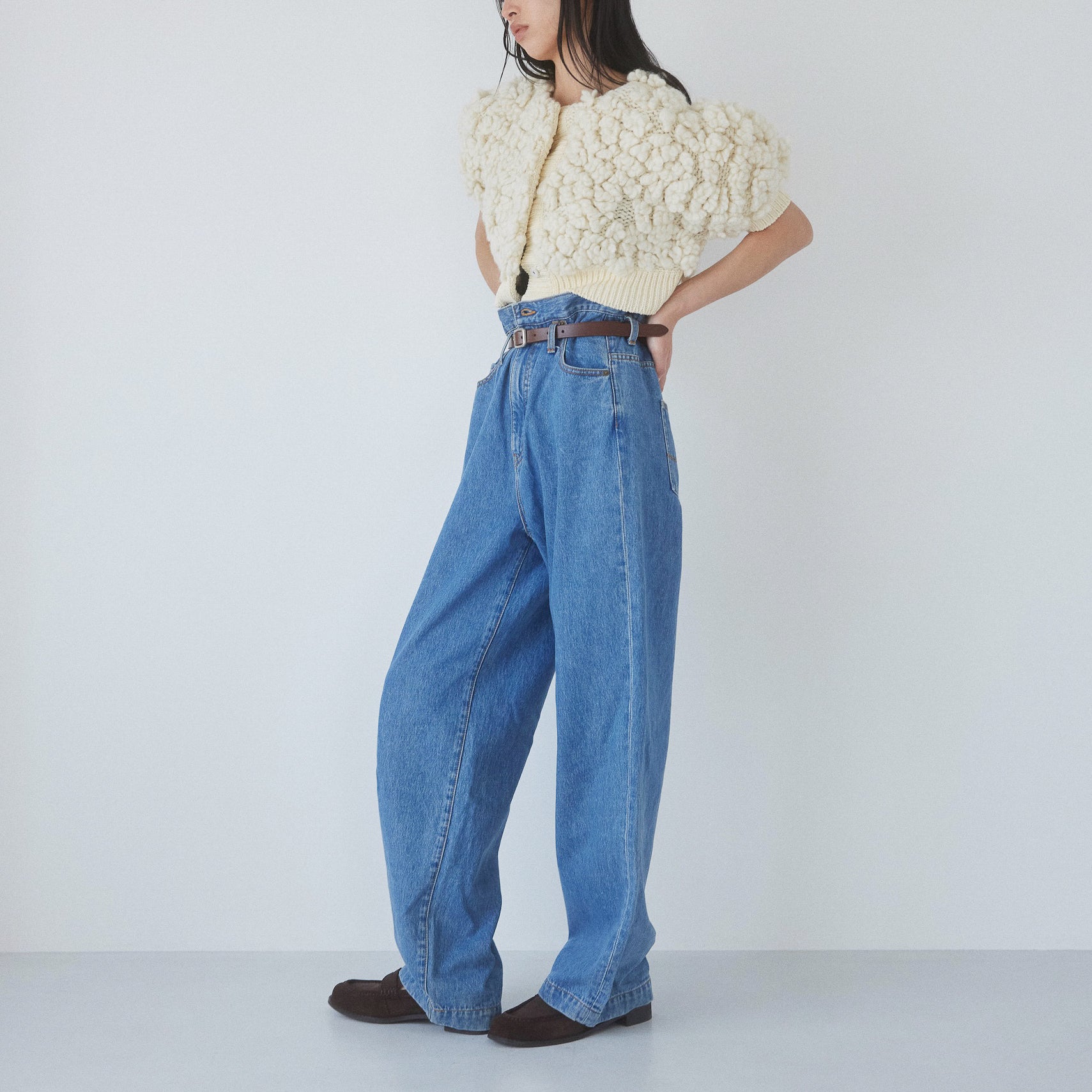 Over-waist wide denim SRN05
