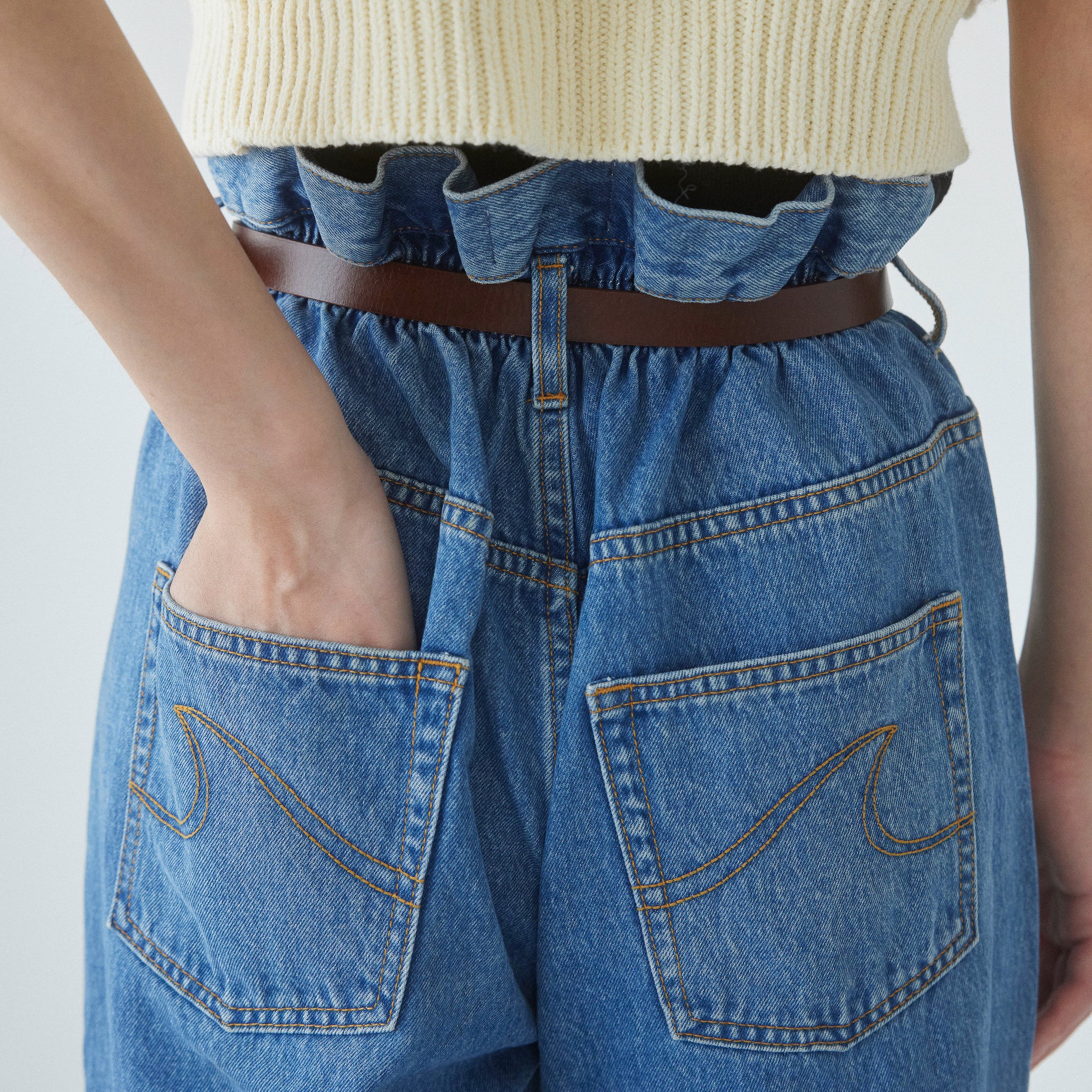Over-waist wide denim SRN05