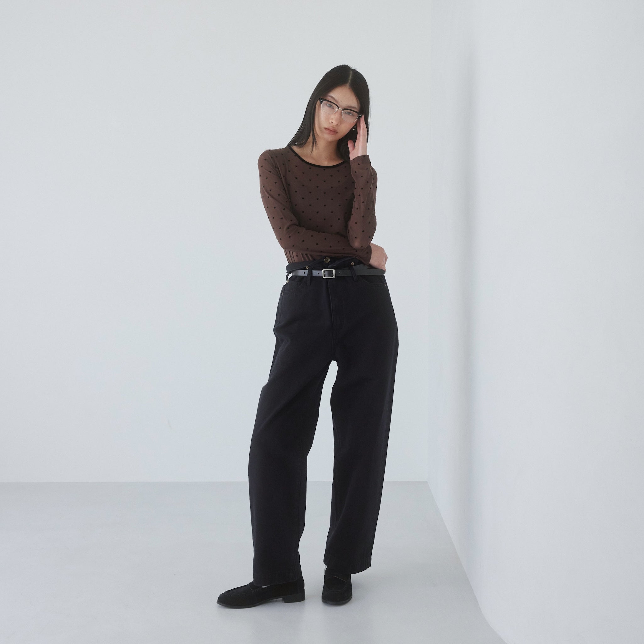 Over-waist wide denim SRN05